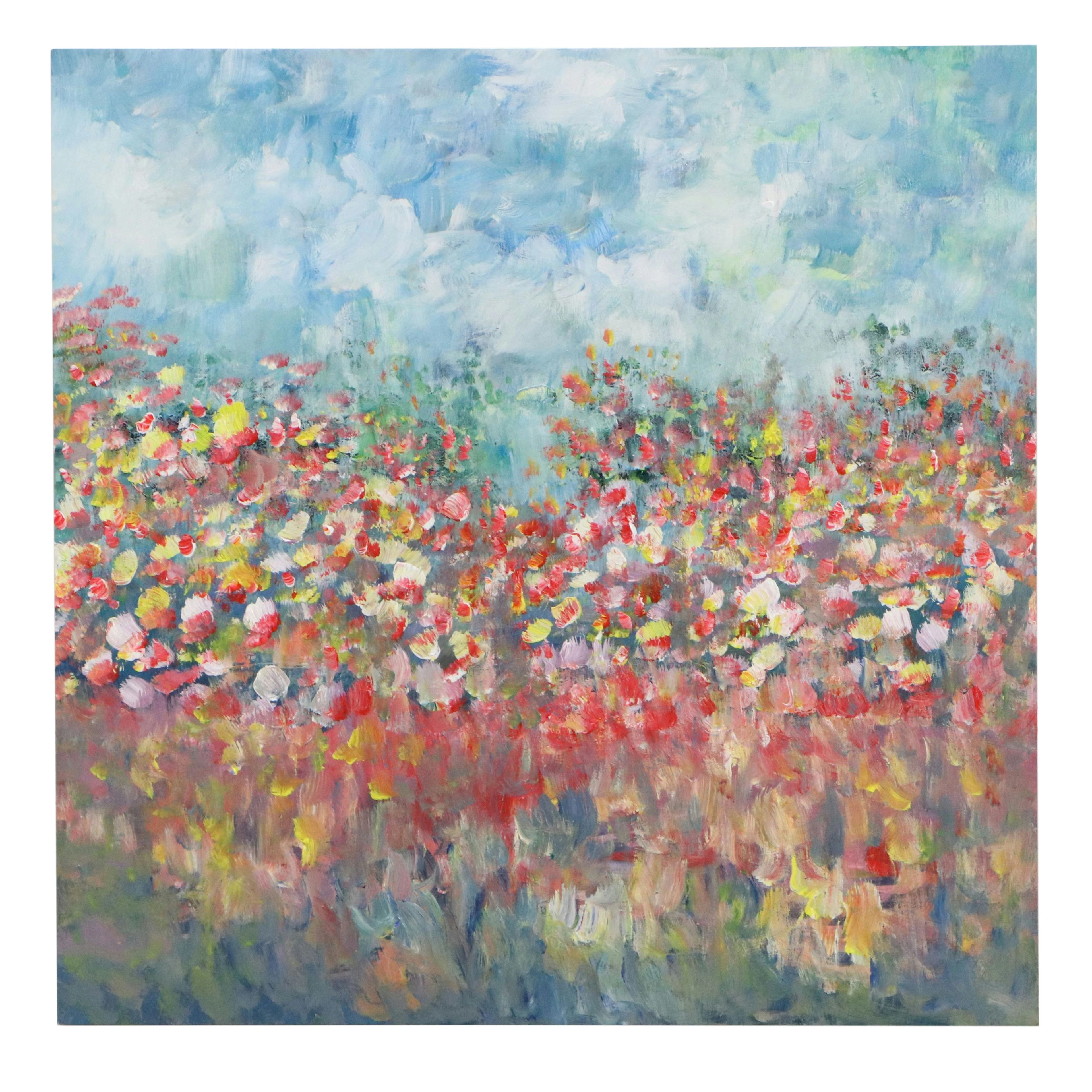 Saul Gefen Abstract Acrylic Painting "Dream Meadow," 2026