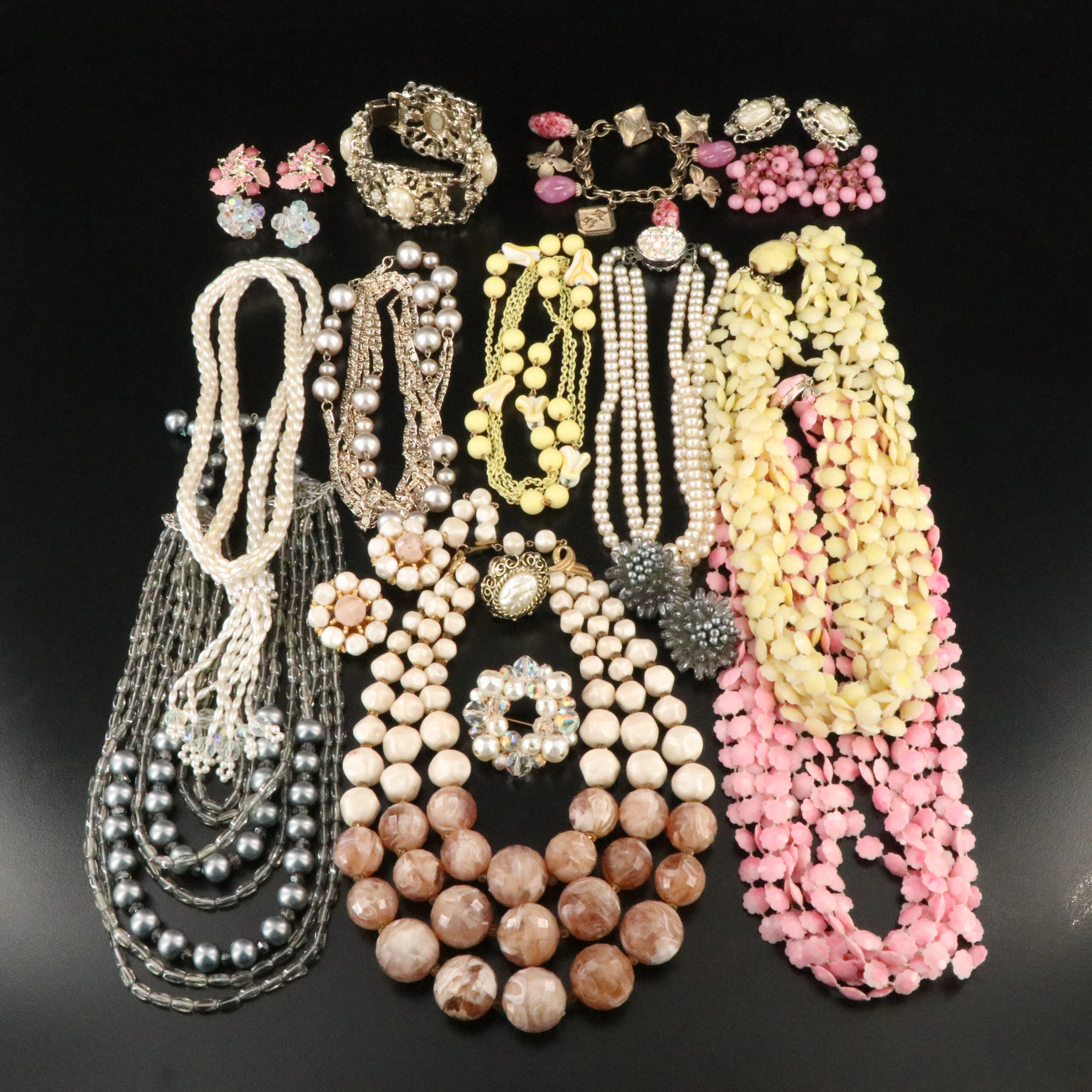 Aurora Borealis, Pastel Colors and Faux Pearls Featured in Vintage Jewelry