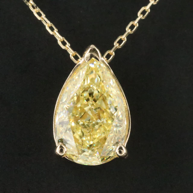 14K 1.40 CT Fancy Yellow Lab Grown Diamond Solitaire Necklace