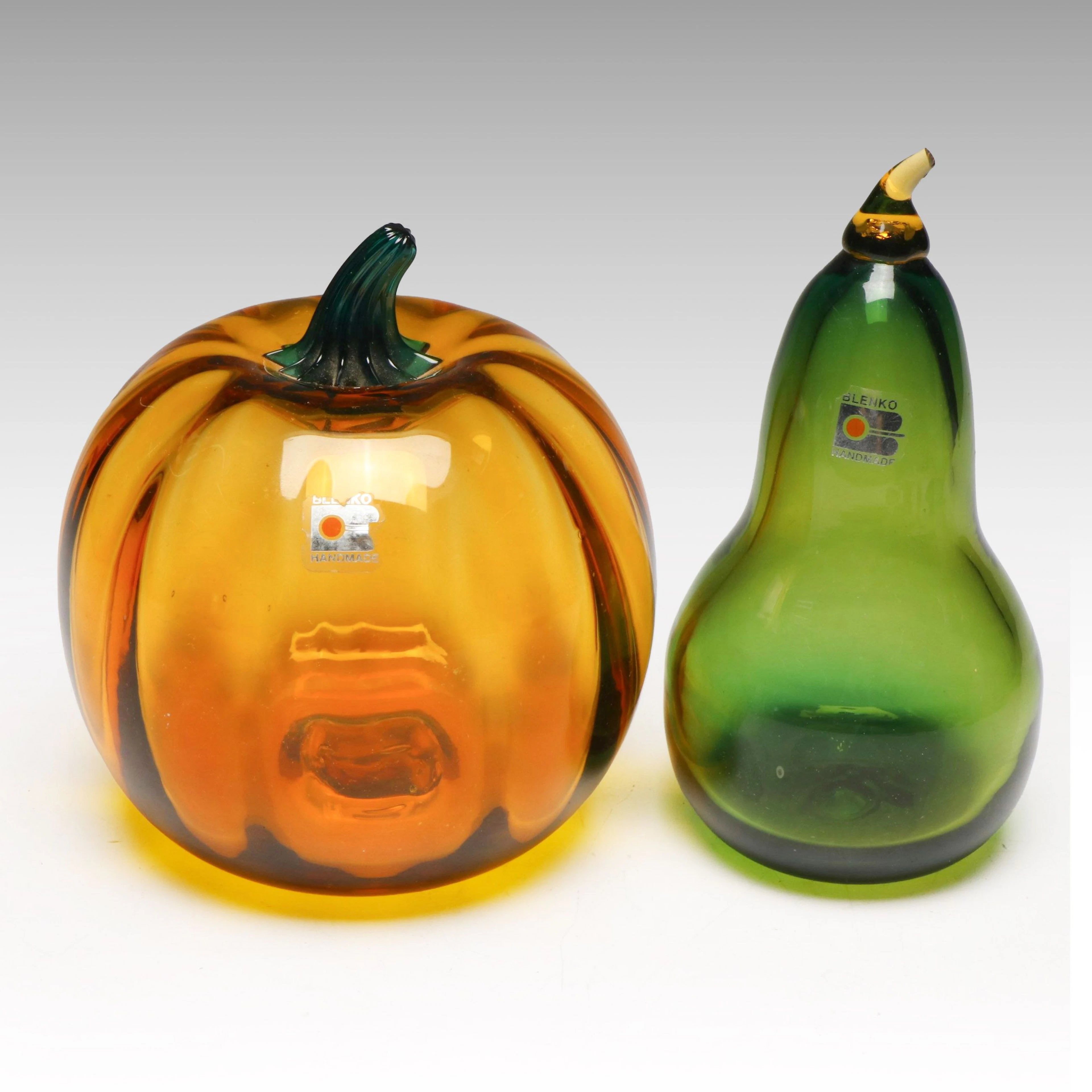 Blenko Handmade Art Glass Pumpkin and Pear