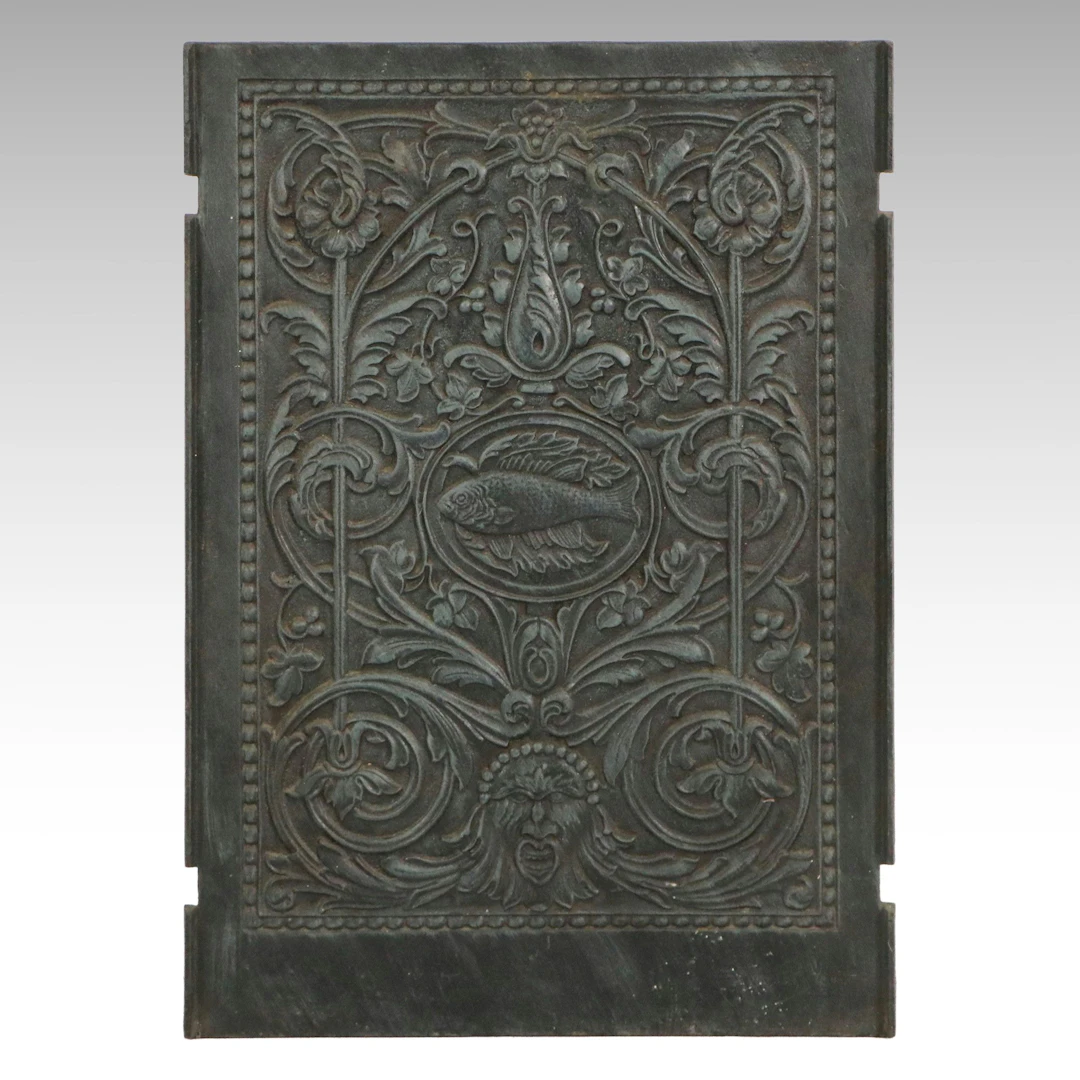 Antique Italian Style Scroll Relief Architectural Cover or Fireplace Hob
