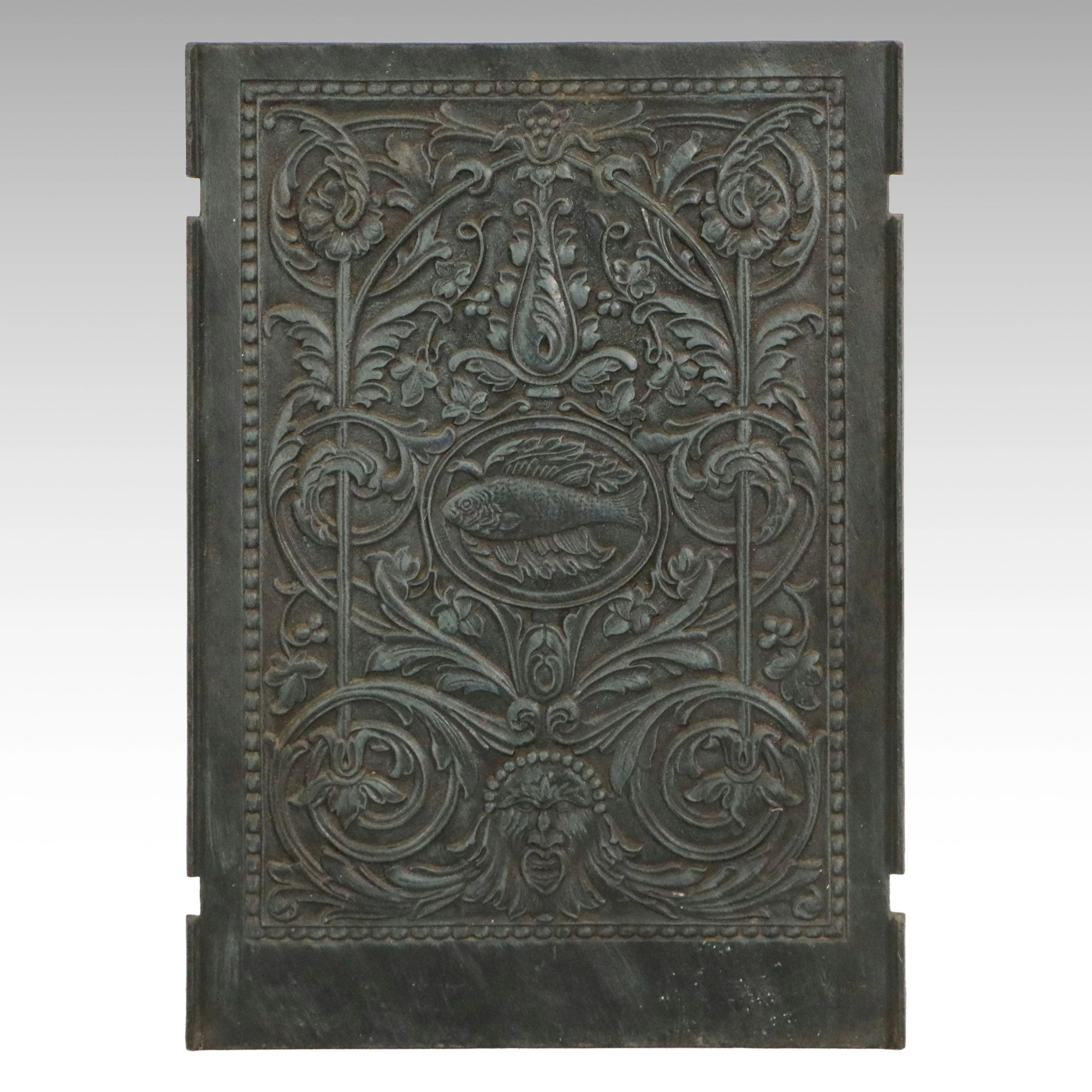 Antique Italian Style Scroll Relief Architectural Cover or Fireplace Hob