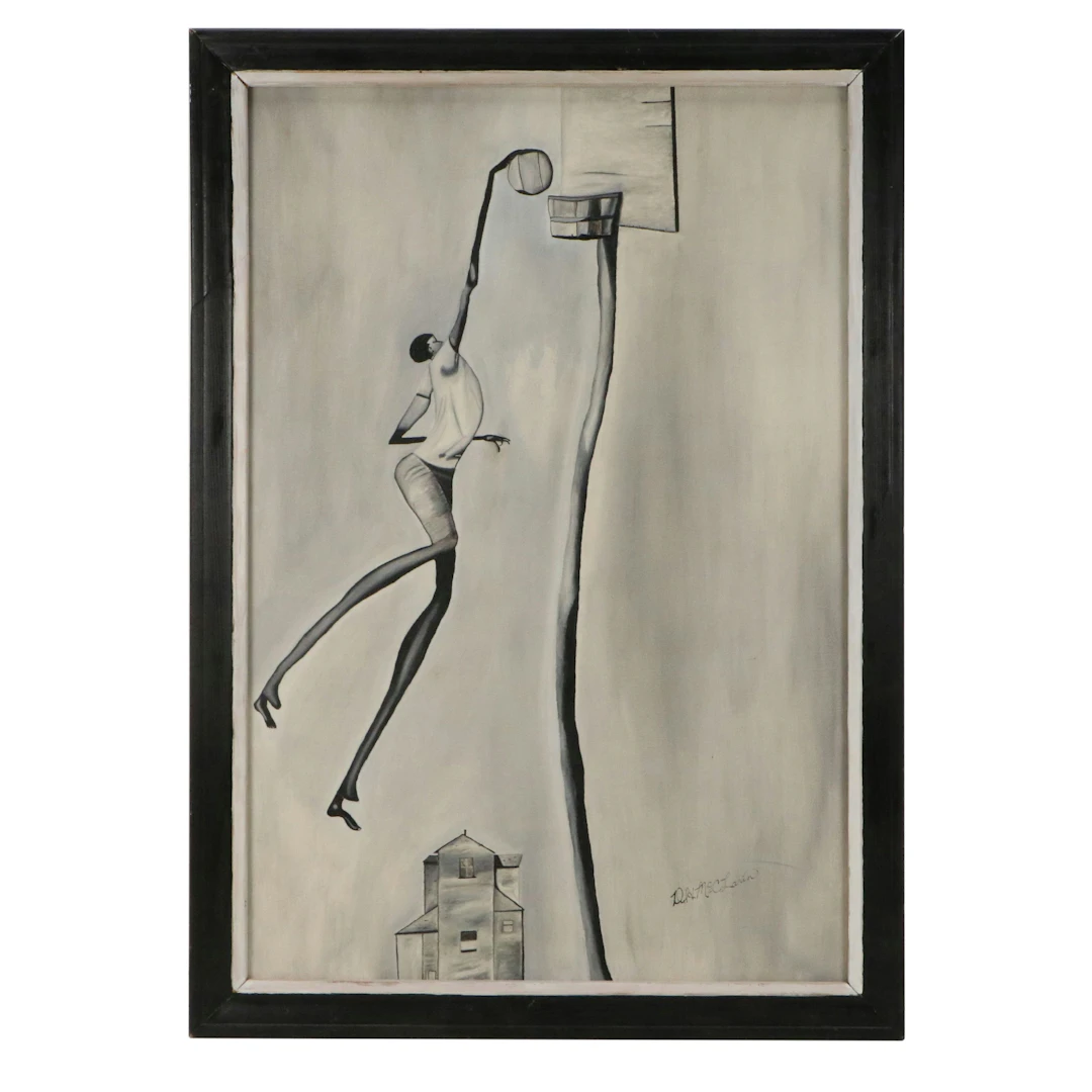 D. H. McLarin Monochromatic Oil Painting After Ernie Barnes "High Aspirations"