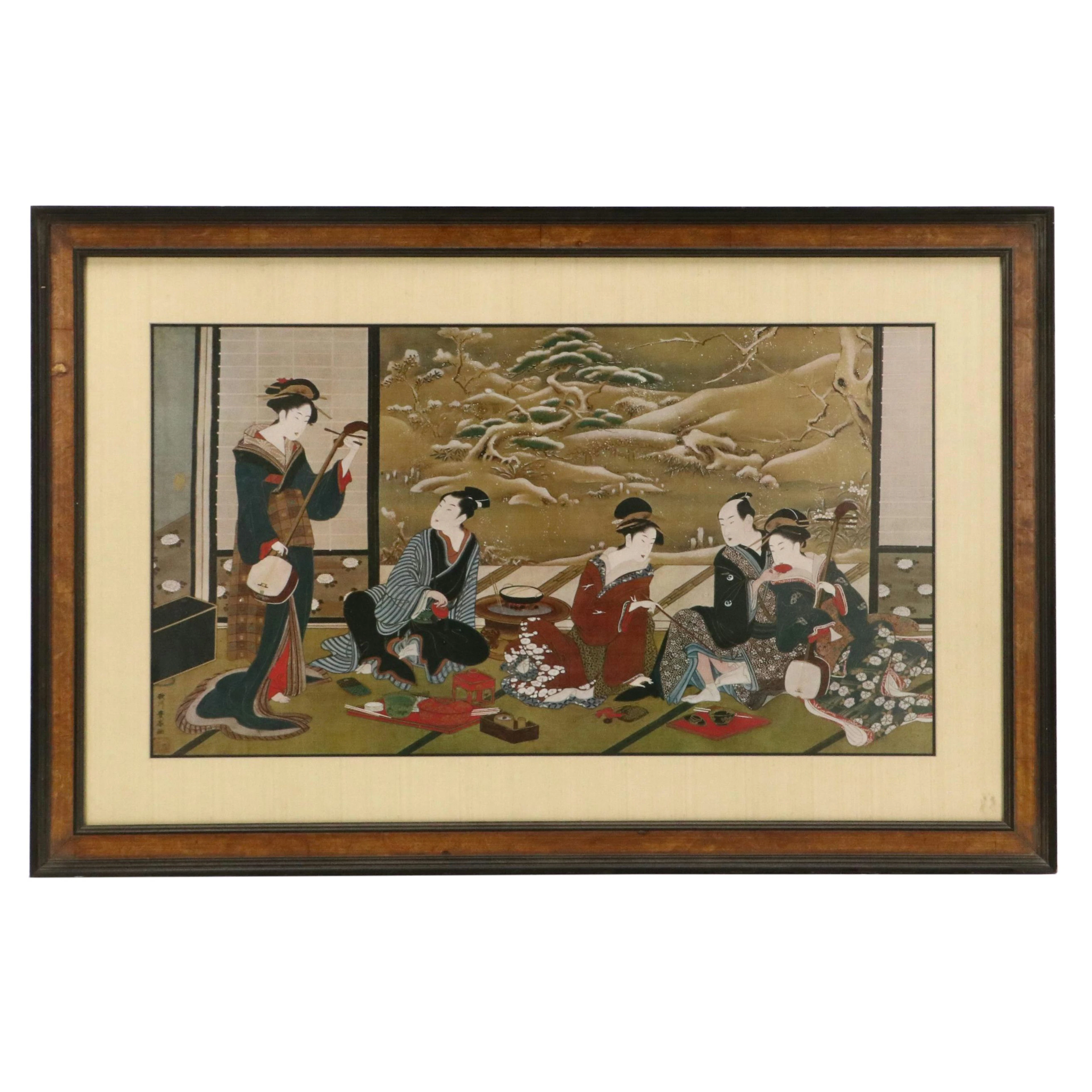 After Utagawa Toyoharu Offset Lithograph "A Winter Party"
