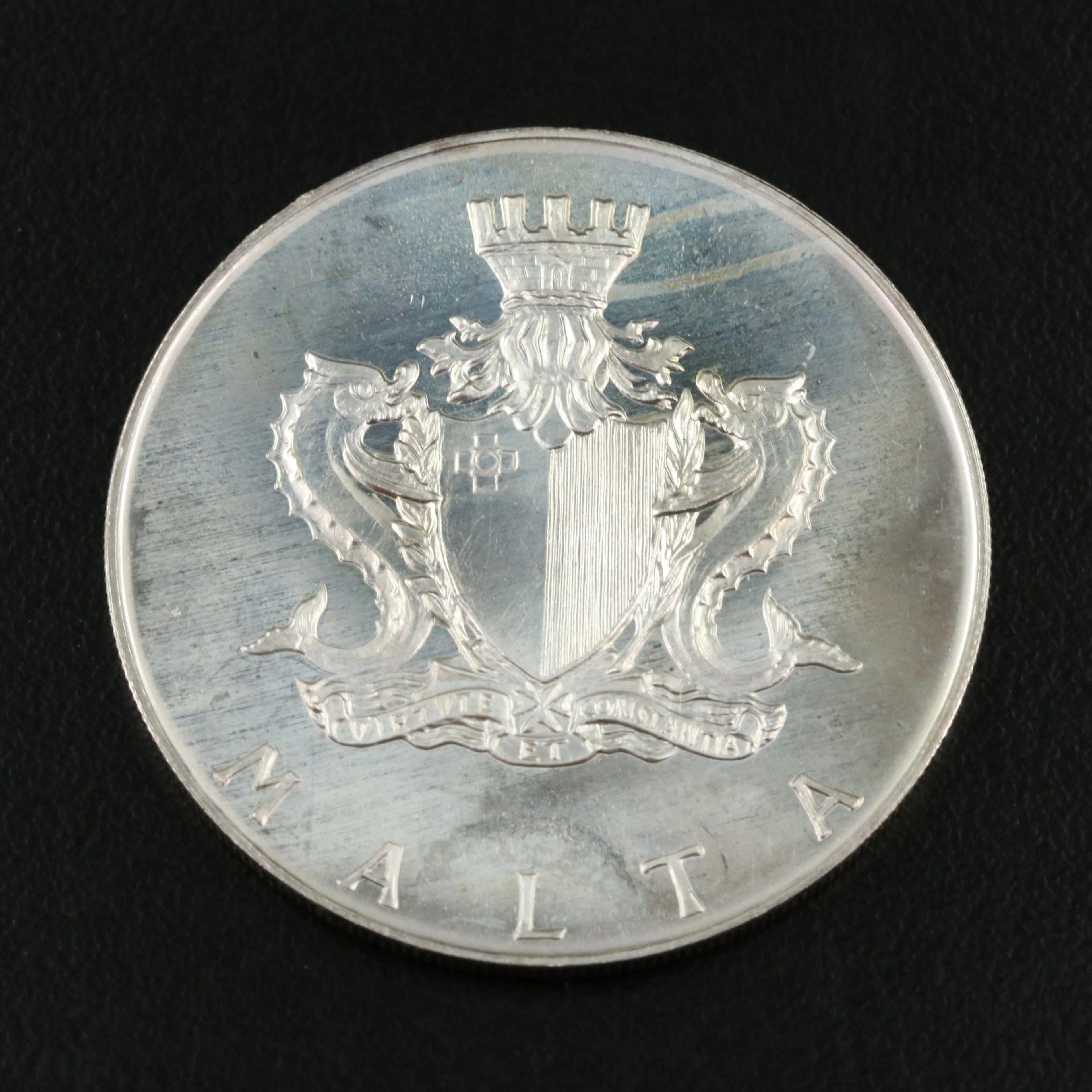 1972 Malta Silver Four Pound Silver Coin