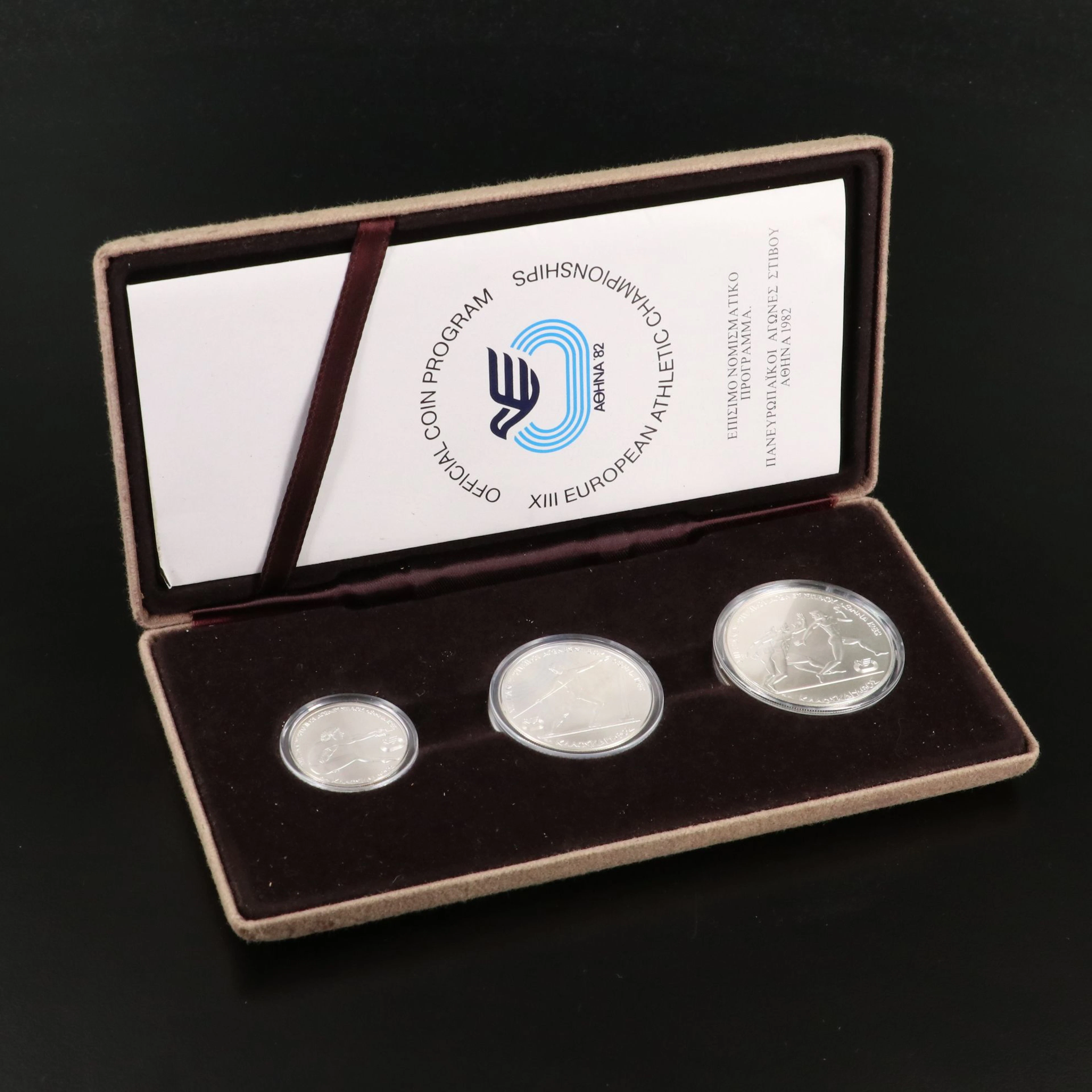1982 Greece Three Coin Set for the European Athletic Championships