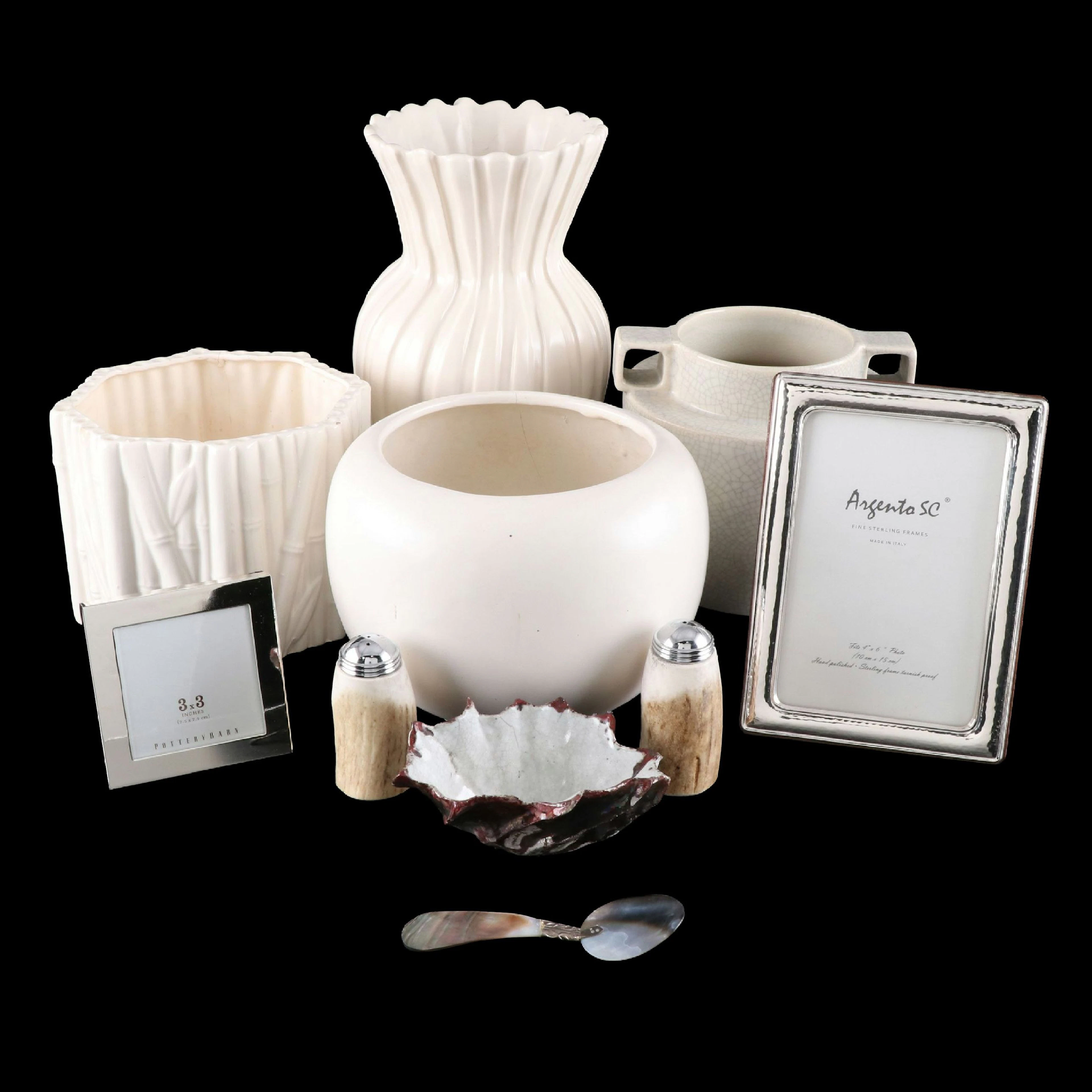Argento SC Sterling Silver Picture Frame with Vases and Other Table Accessories
