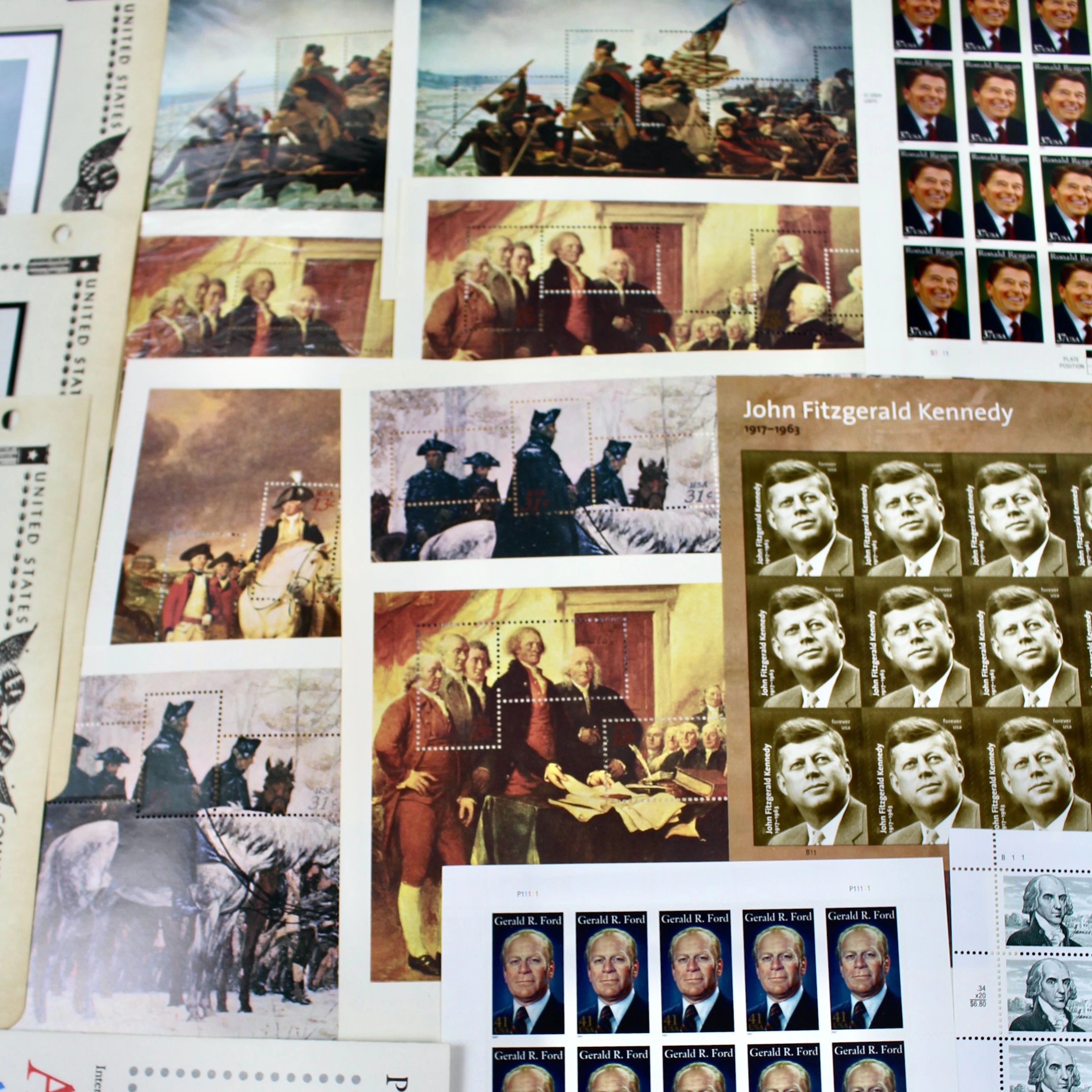 Grouping of U.S. Postage Stamp Sheets