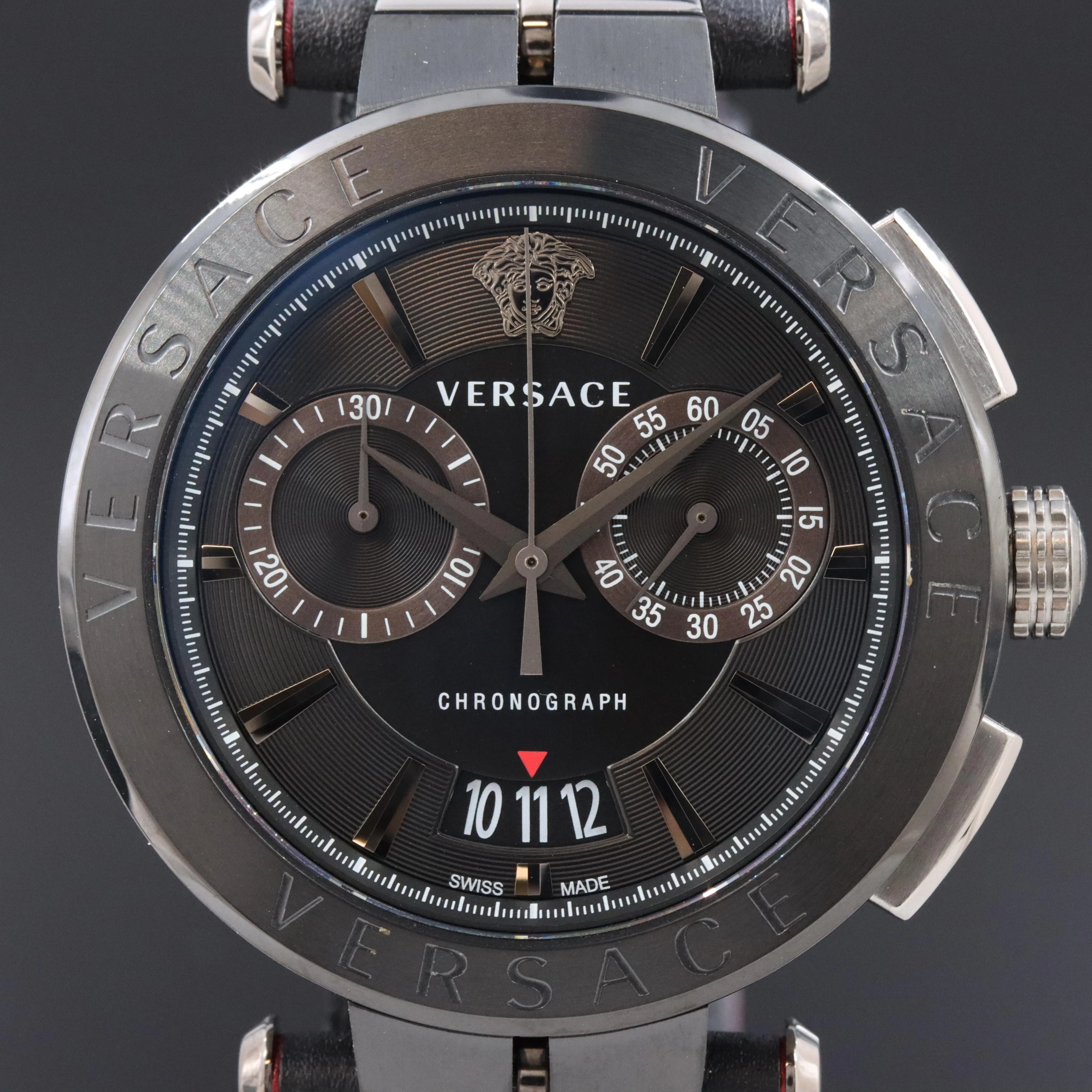 Versace V-Racer Aion Chronograph Black 45mm Steel Quartz Watch