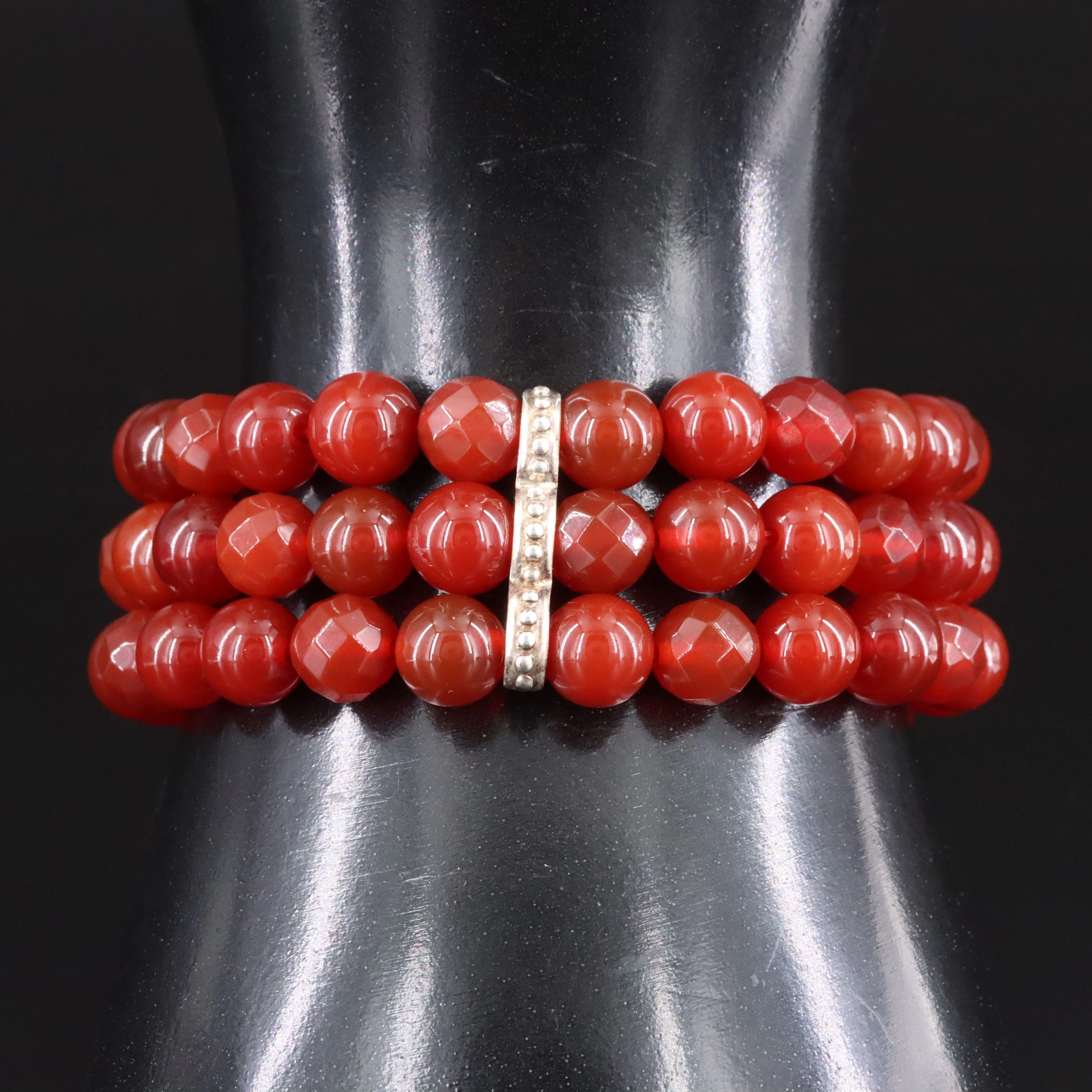 Carnelian Expandable Bracelet with Sterling Stations