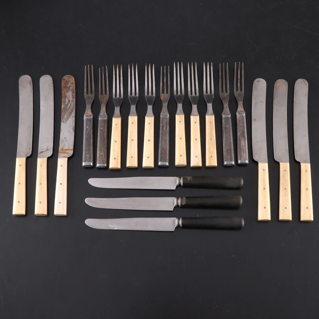 Victorian Bone and Wooden Handled with Other Flatware, Mid to Late 19th Century