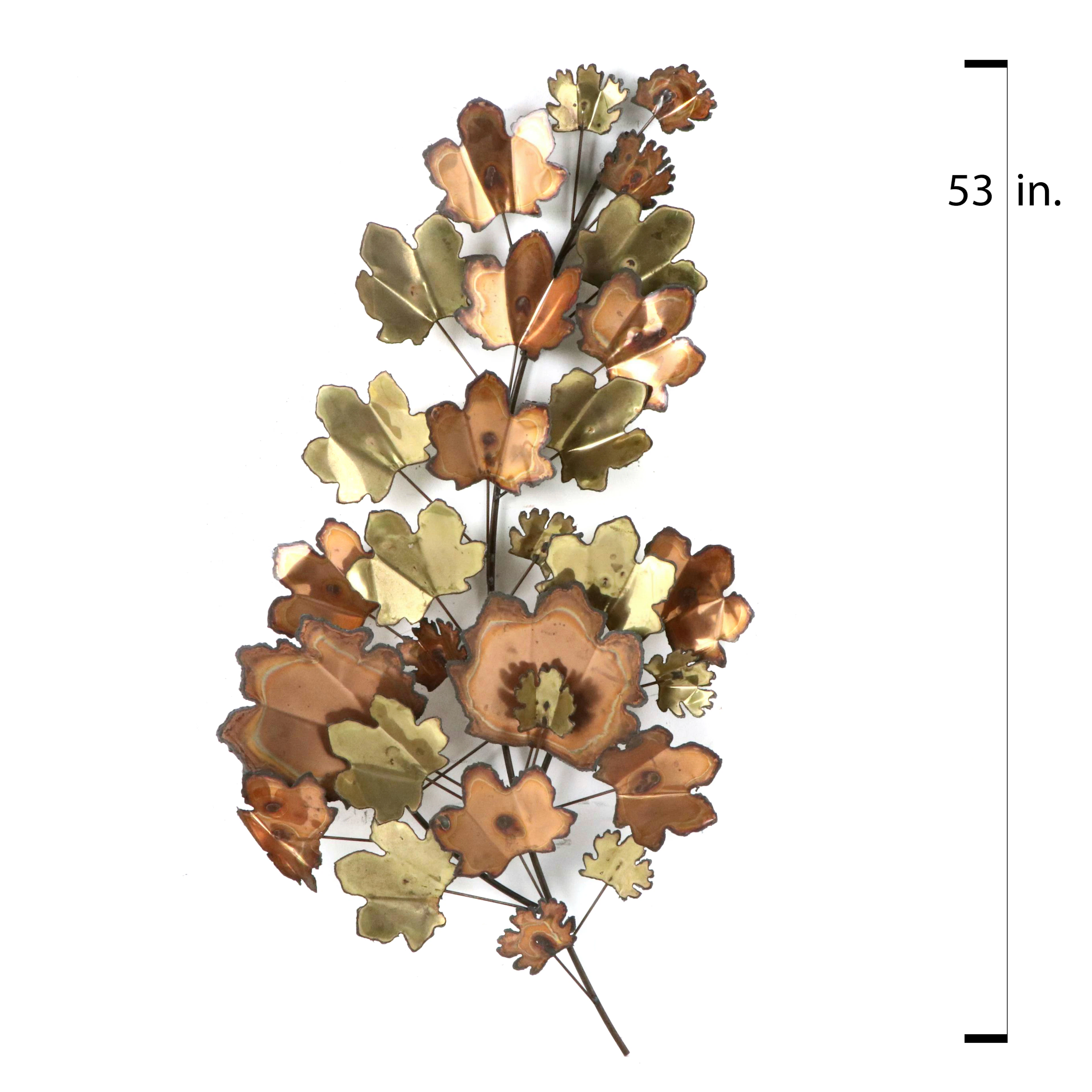 Curtis Jeré Style Brutalist Wall Sculpture with Brass and Copper Leaves