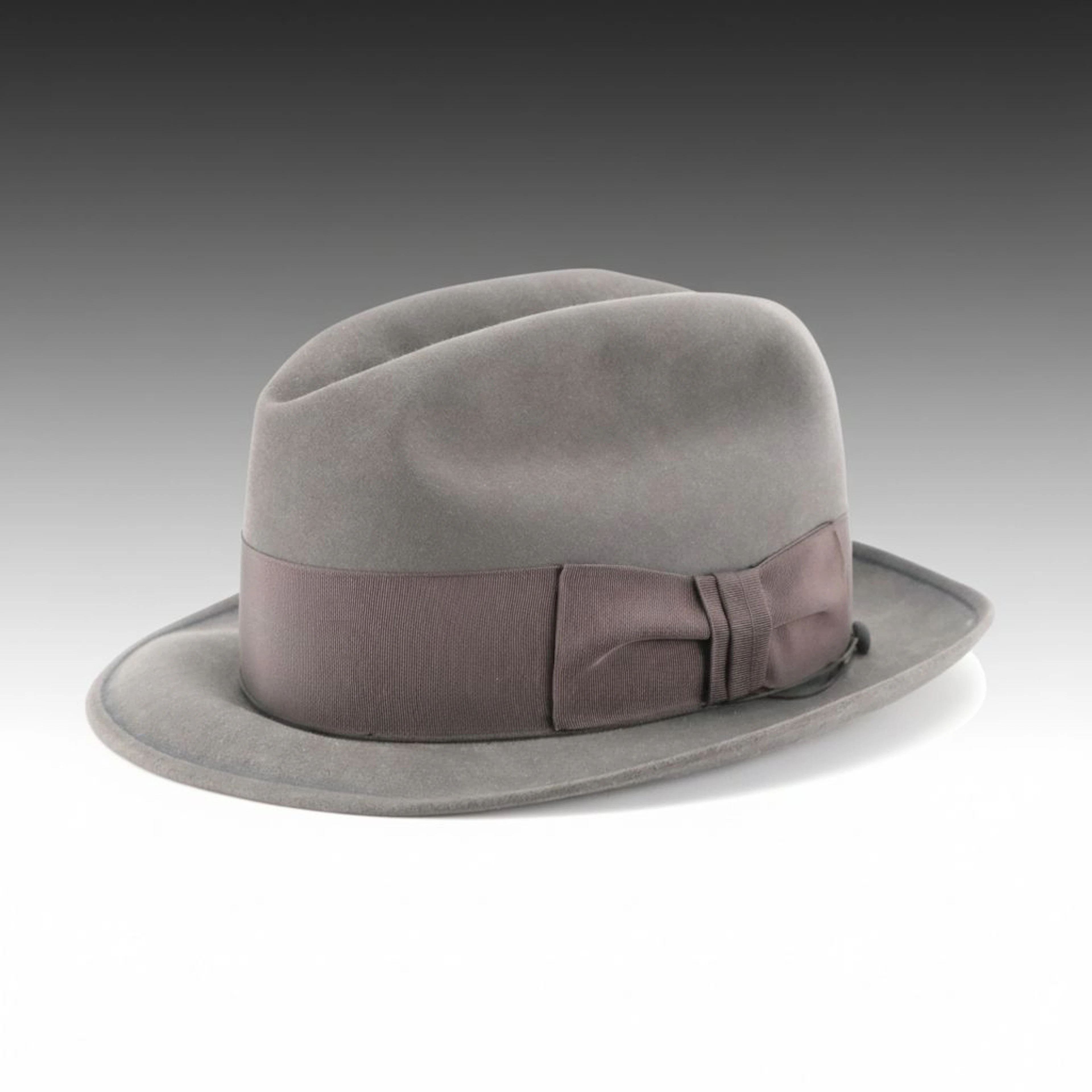 Stetson The Sovereign Gray Felted Wool Fedora Hat with Dobbs Hat Box
