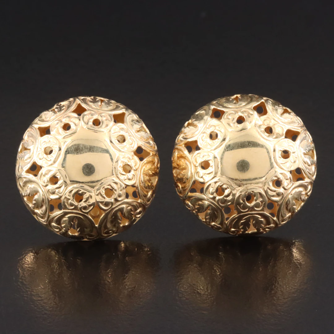 Italian Milor 14K Button Earrings