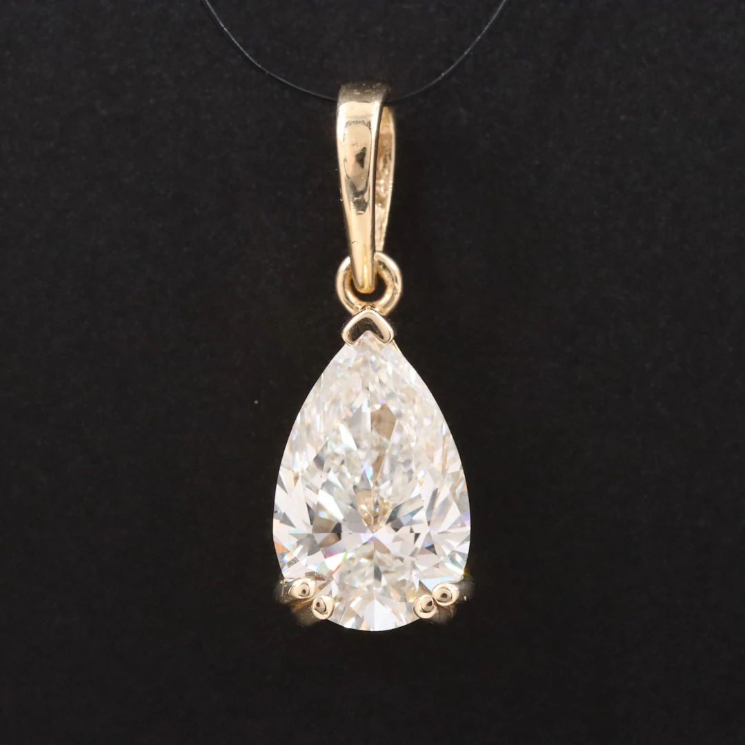 14K 2.50 CT Lab Grown Diamond Solitaire Pendant with IGI Report