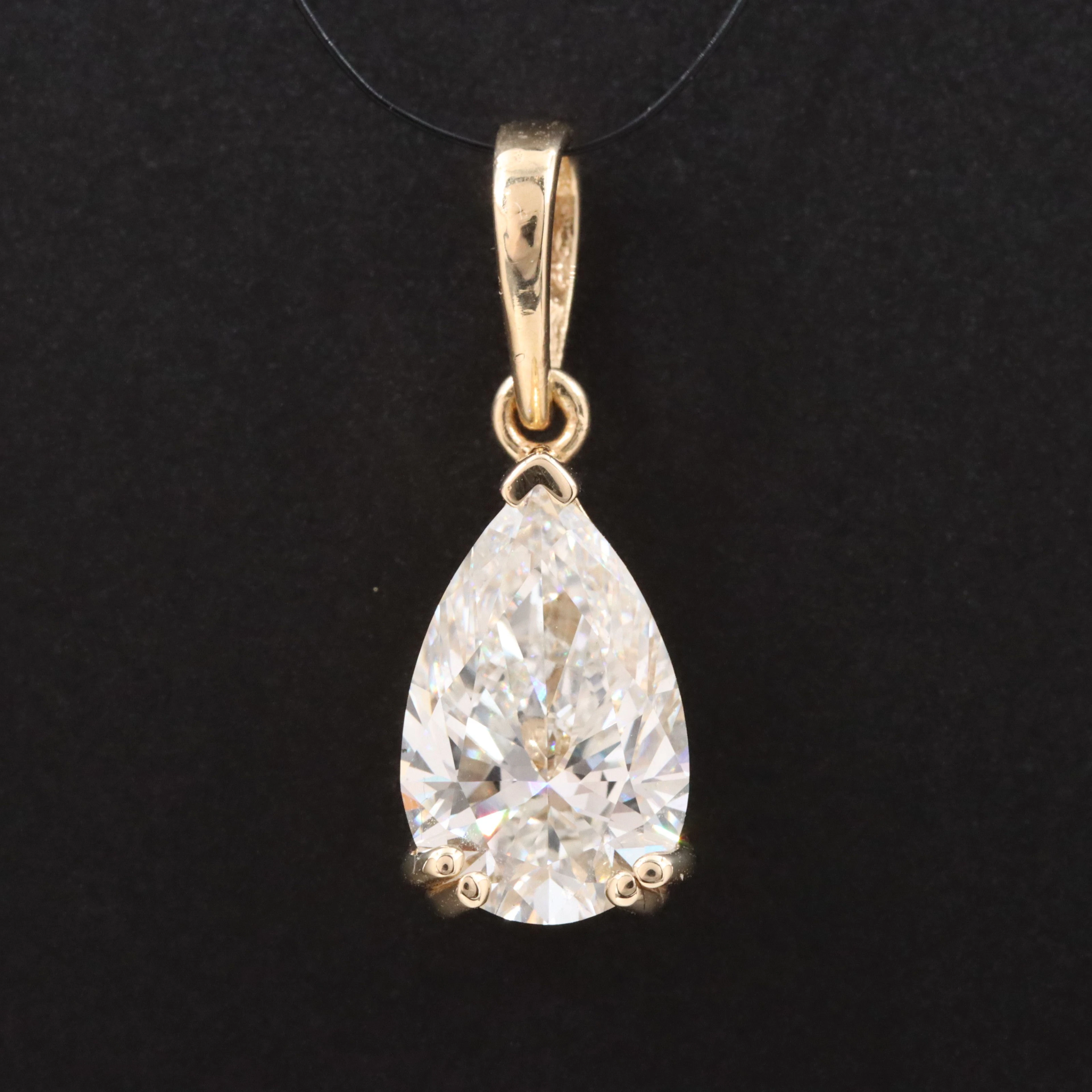 14K 2.50 CT Lab Grown Diamond Solitaire Pendant with IGI Report