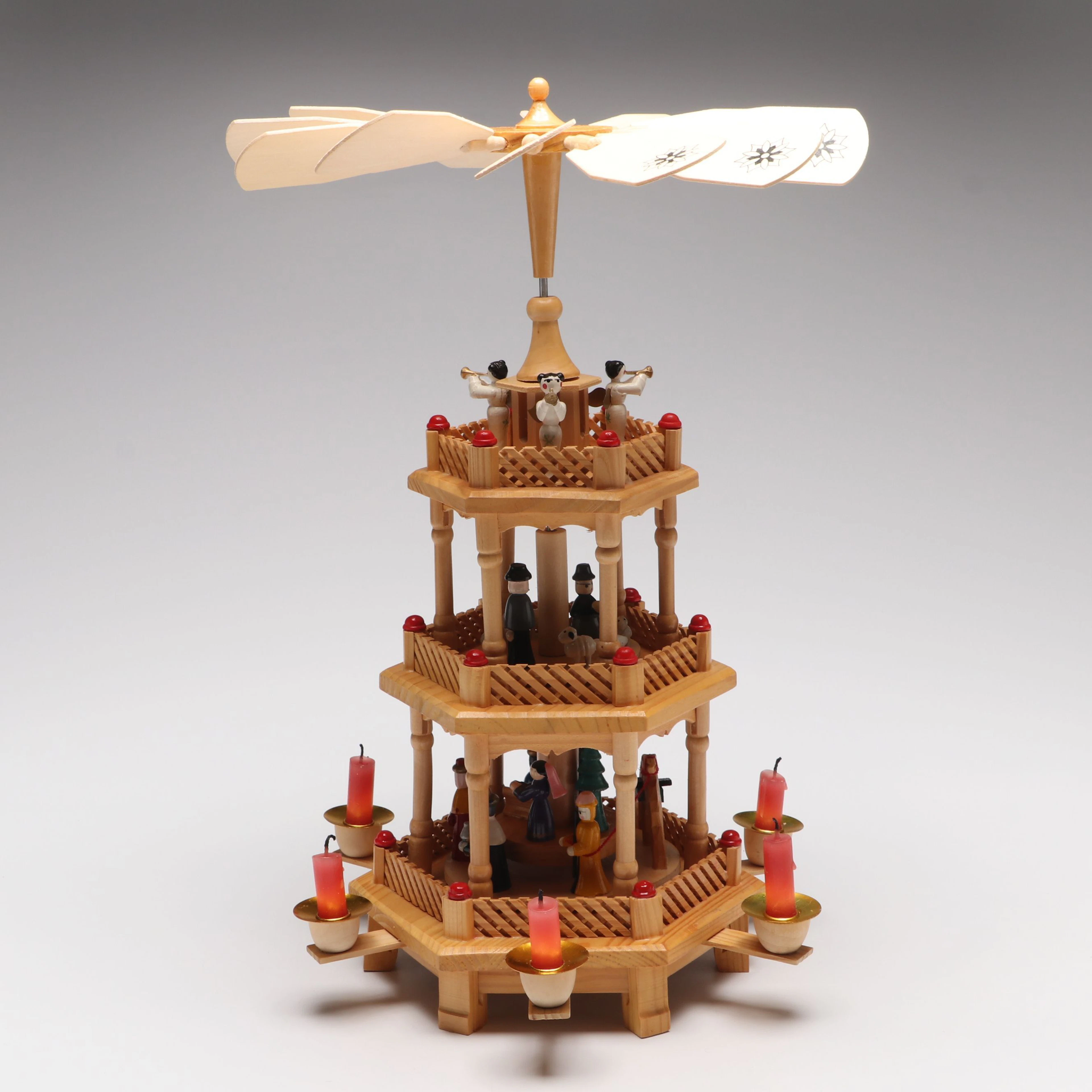 Three-Tier Wooden Christmas Pyramid, Late 20th/Early 21st C.