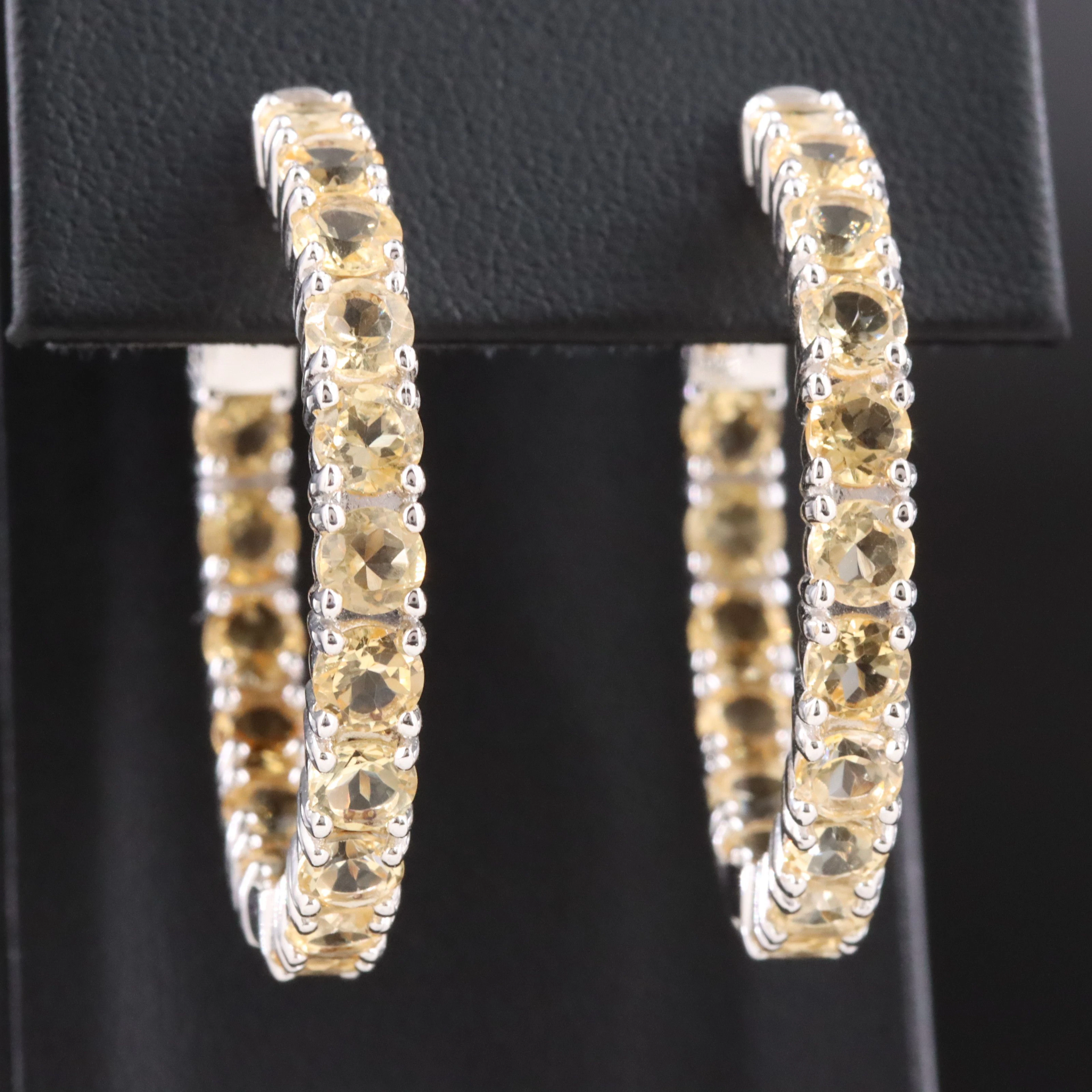 Sterling Citrine Inside Out Hoop Earrings