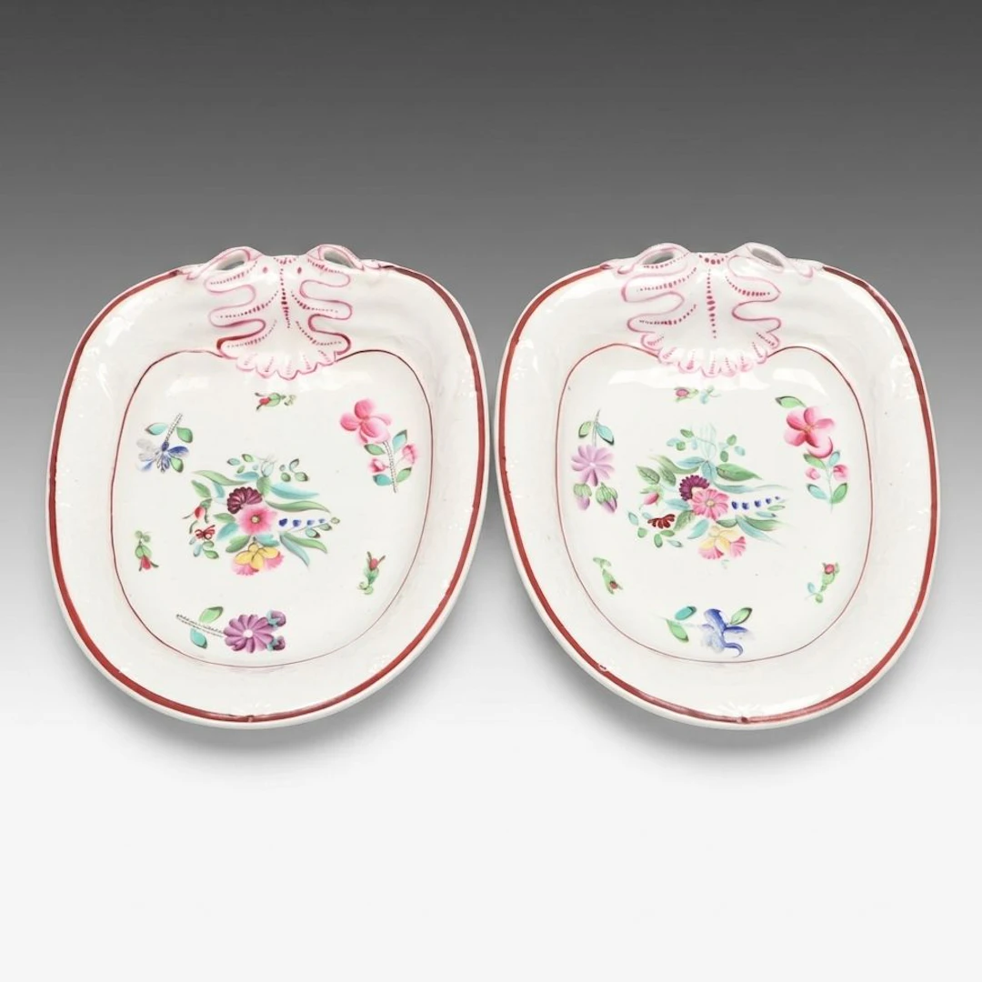Pair of French Style Floral Porcelain Bowls, Late 19th/Early 20th Century
