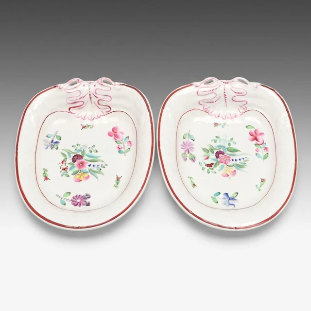 Pair of French Style Floral Porcelain Bowls, Late 19th/Early 20th Century