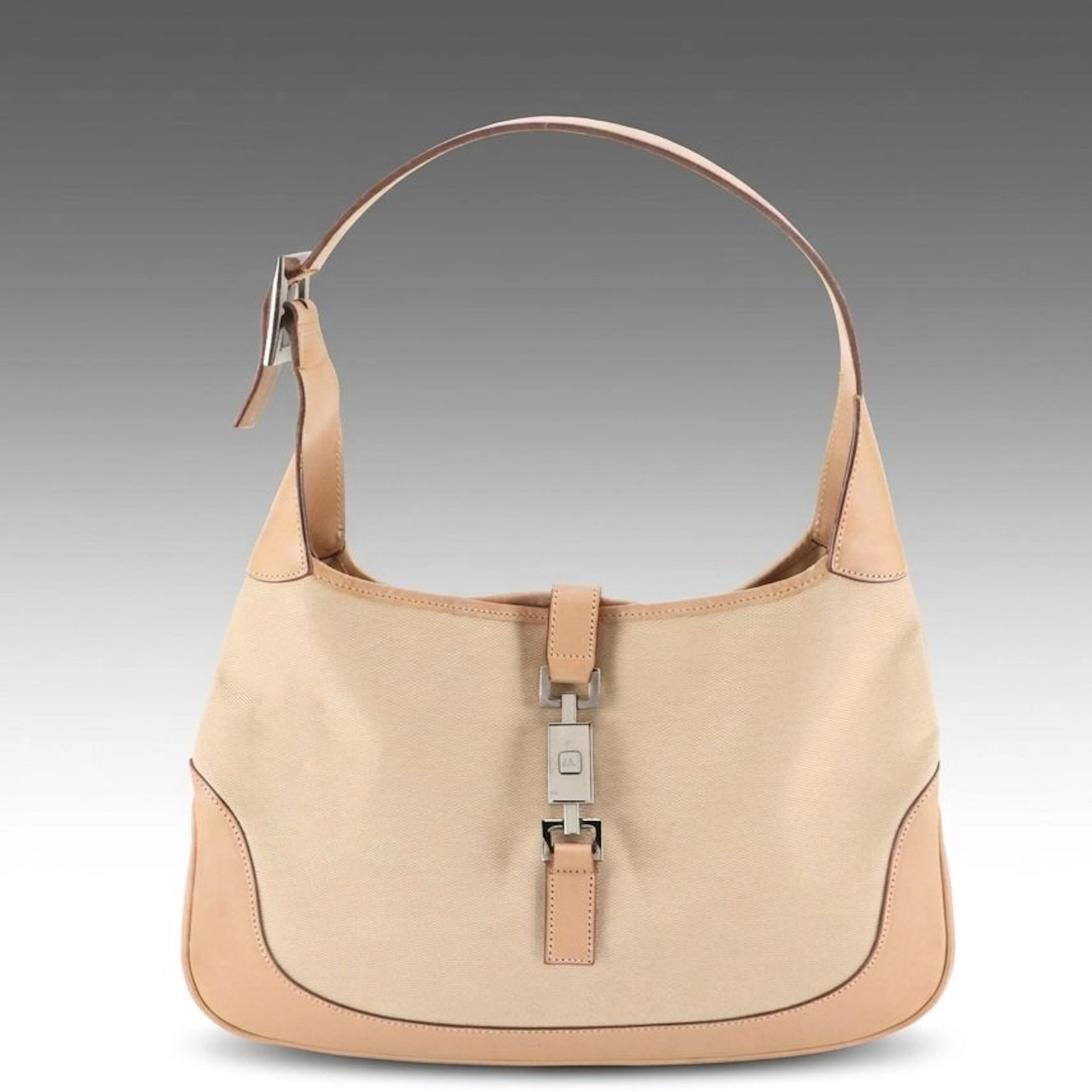 Gucci Jackie Shoulder Bag in Beige Canvas and Leather