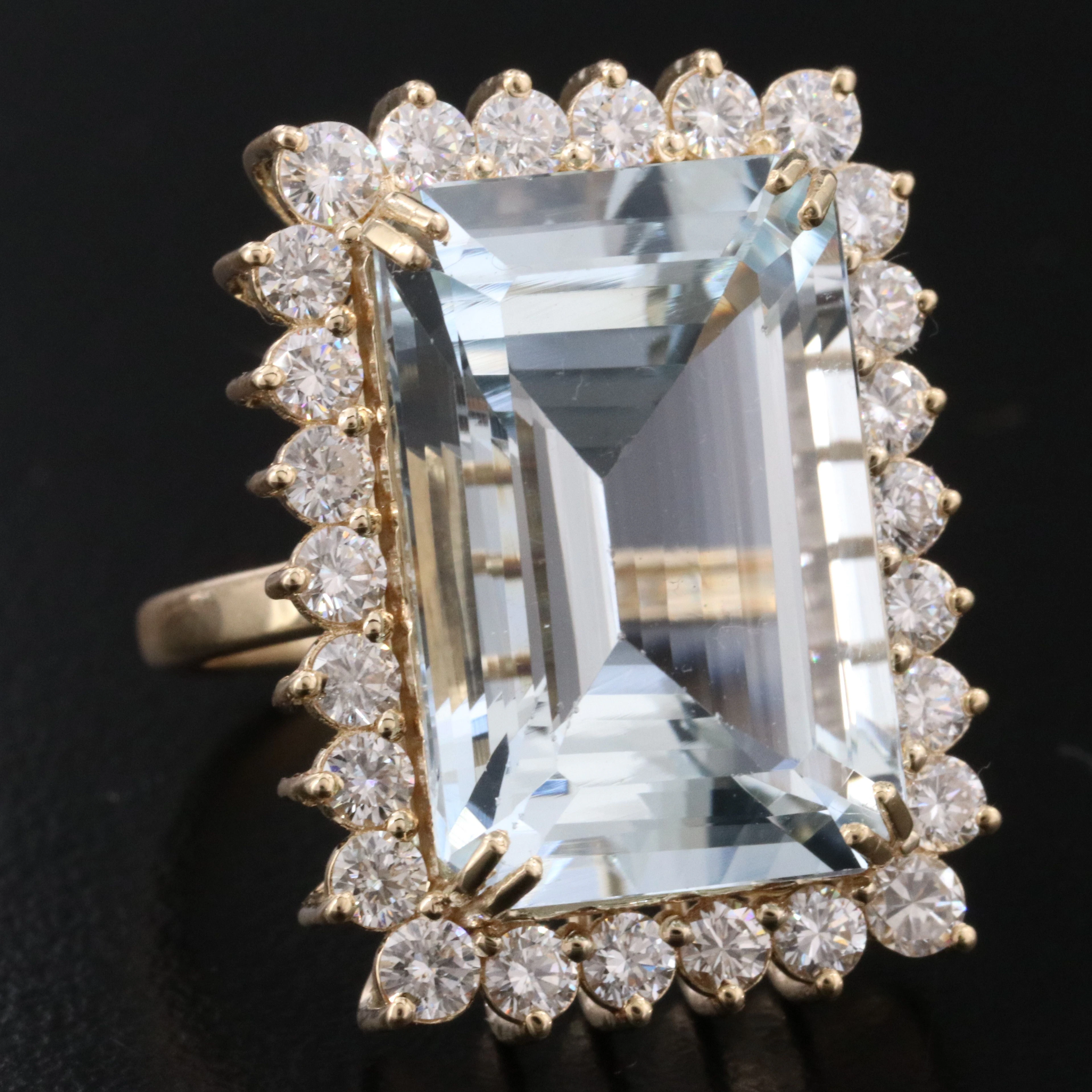 14K 12.76 CT Aquamarine and 1.42 CTW Diamond Ring