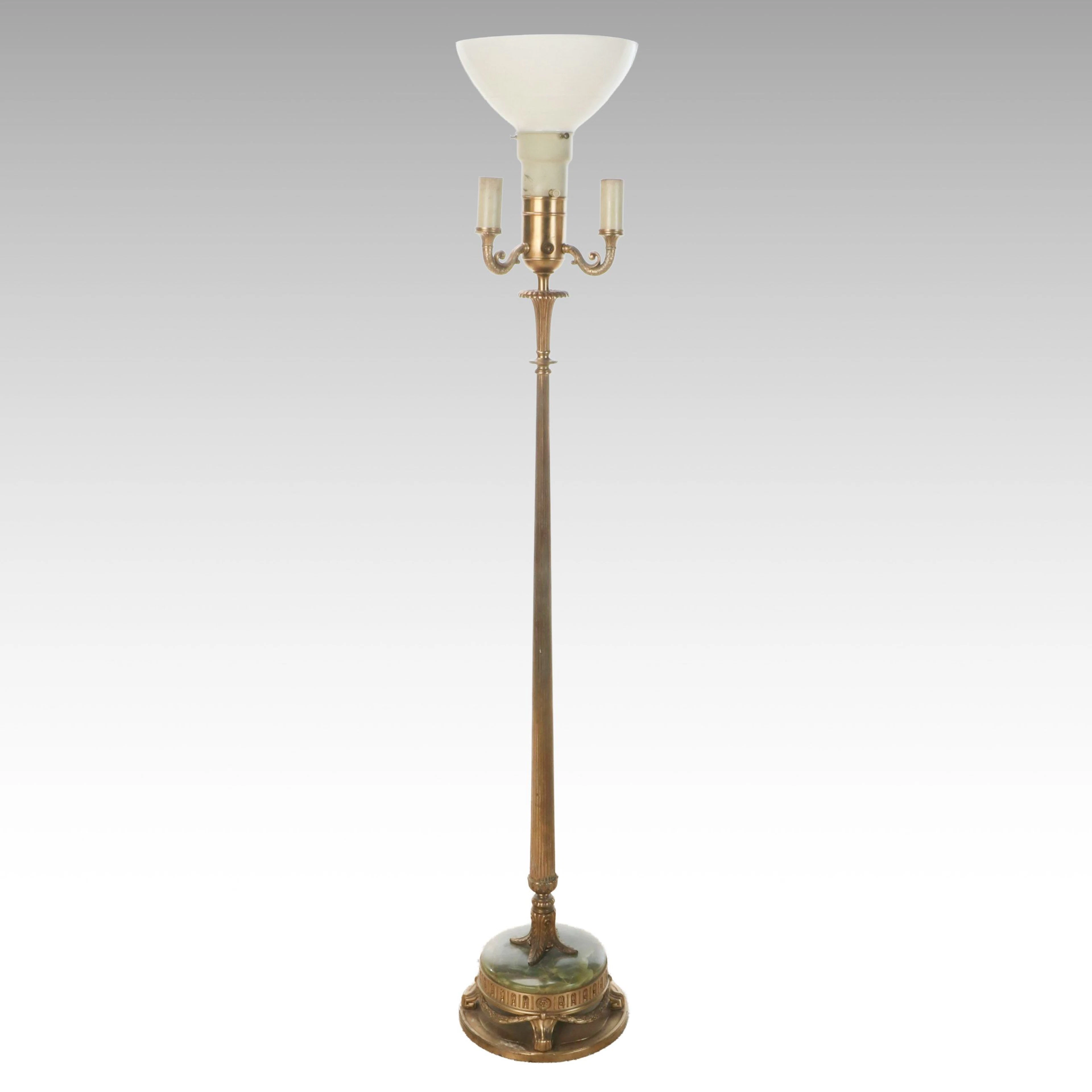 Neoclassical Style Brass Mughal Torchiere Floor Lamp