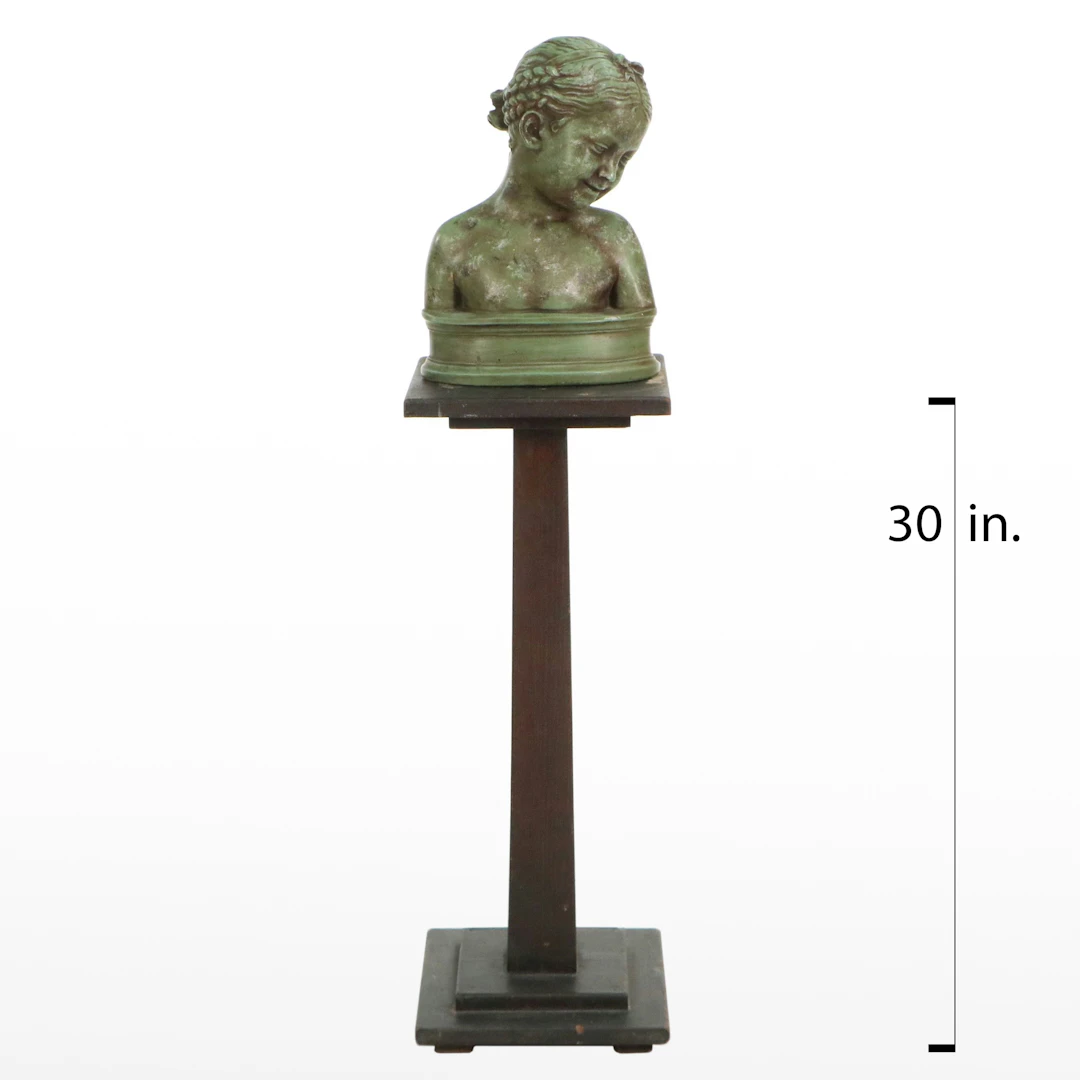 Patinated Plaster Figural Bust on Stand