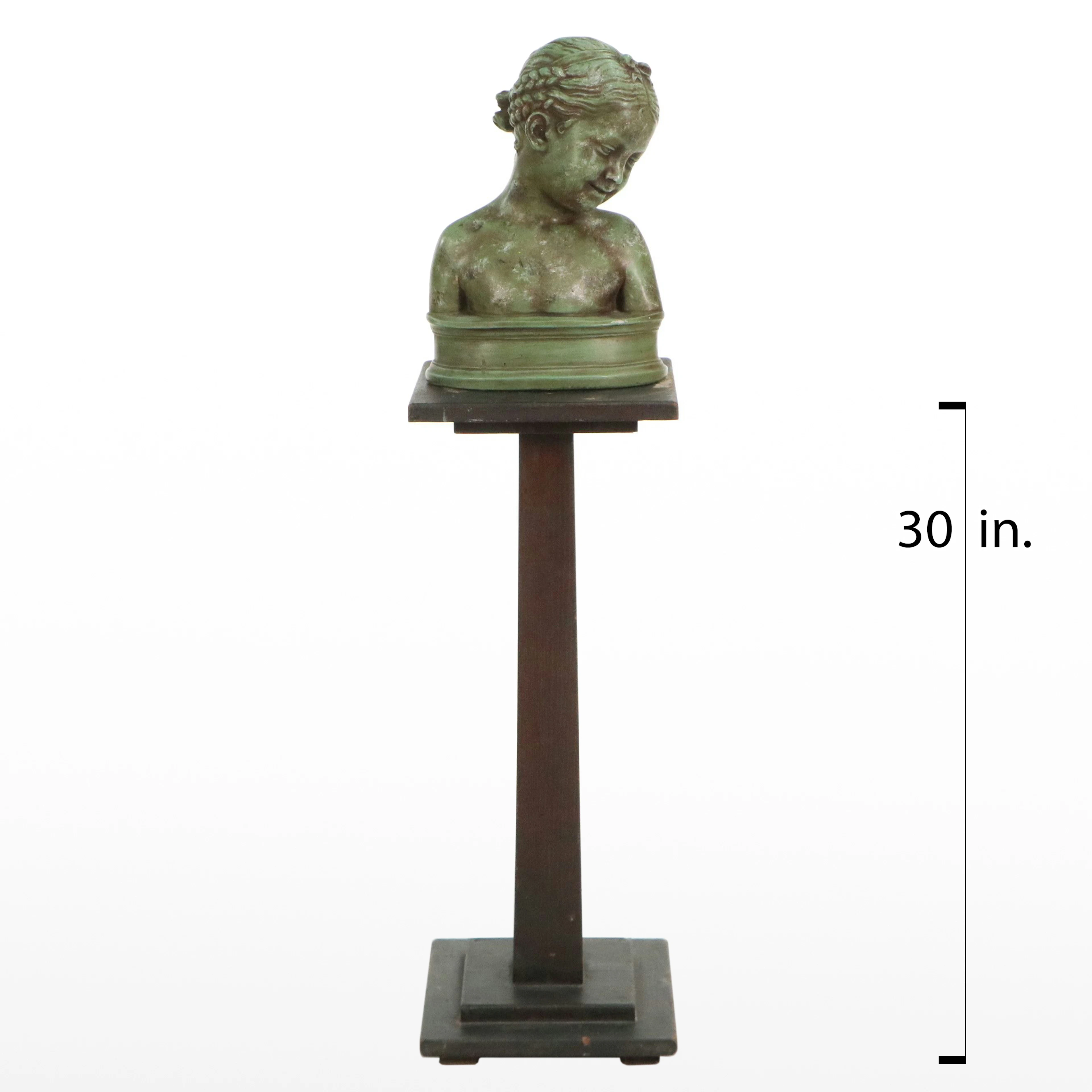 Patinated Plaster Figural Bust on Stand