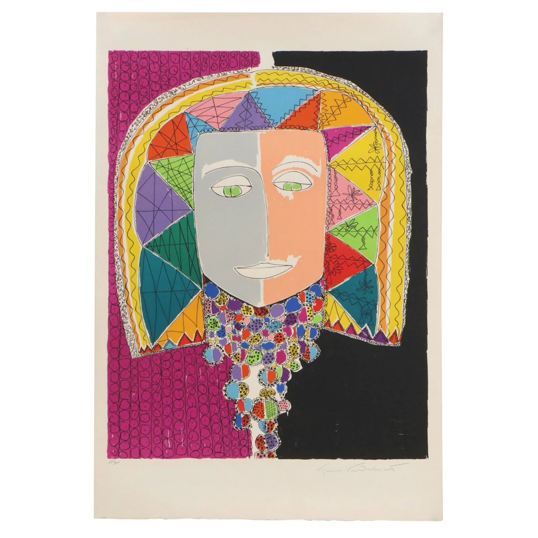 Gloria Vanderbilt Color Lithograph "Egyptian Head (Cleopatra)," Circa 1972