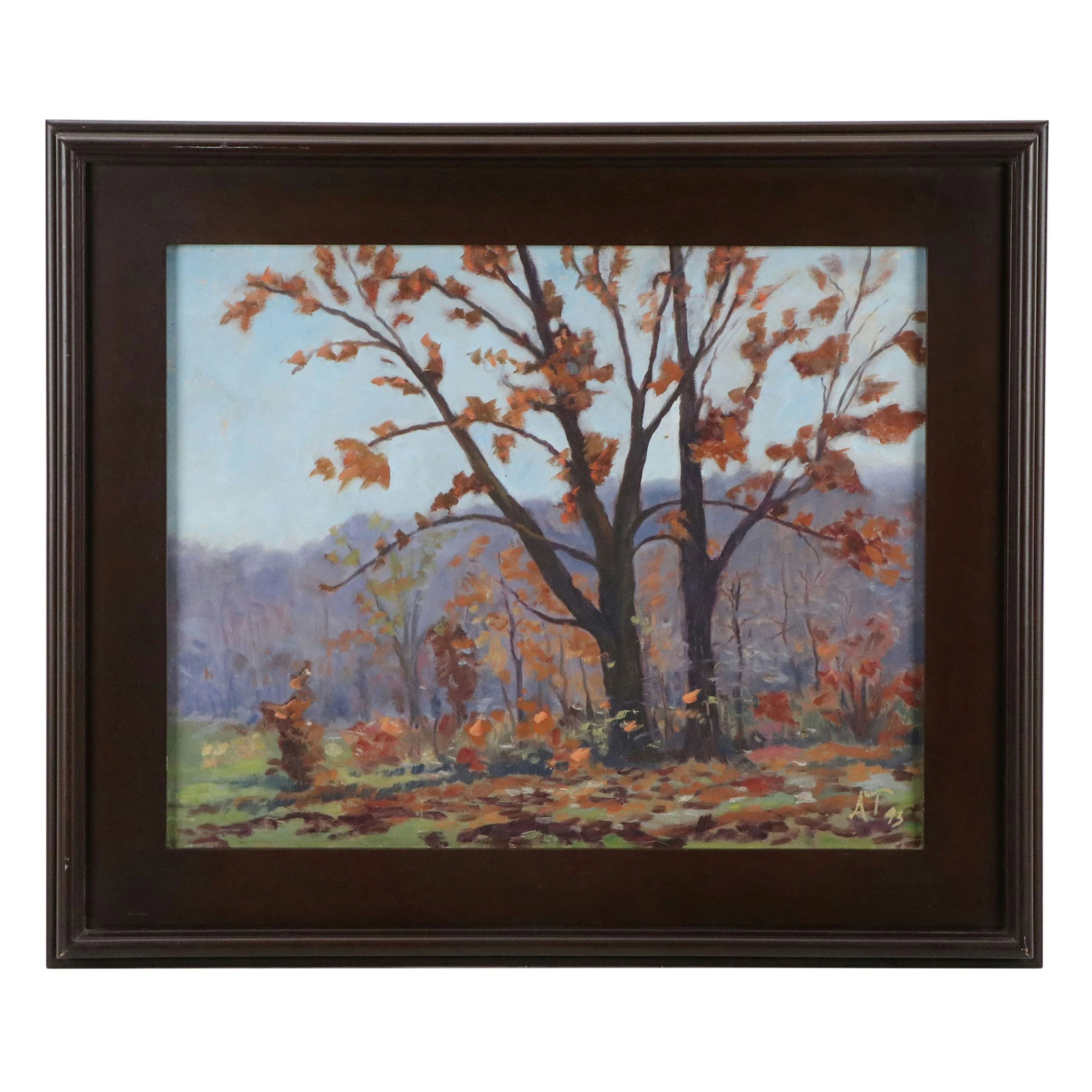 Autumnal Landscape Oil Painting, 1943