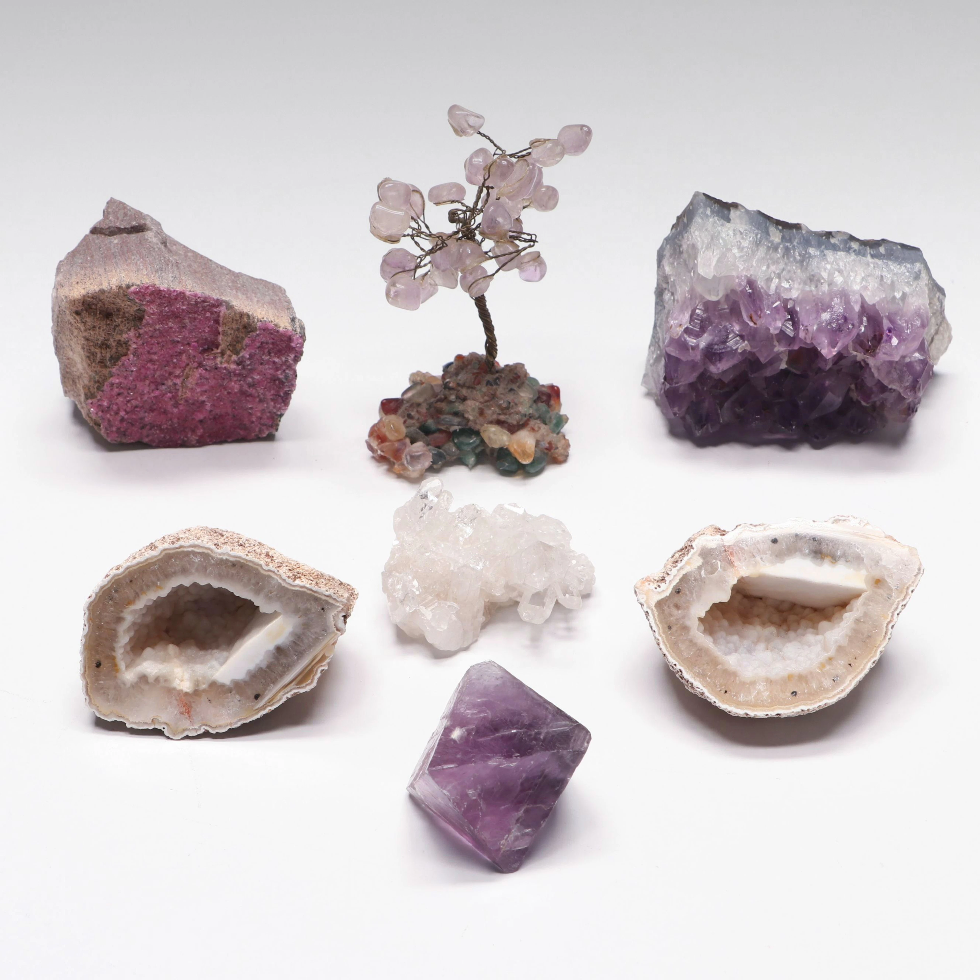 Cobaltian Calcite, Amethyst, Quartz, and More Specimens and Geodes