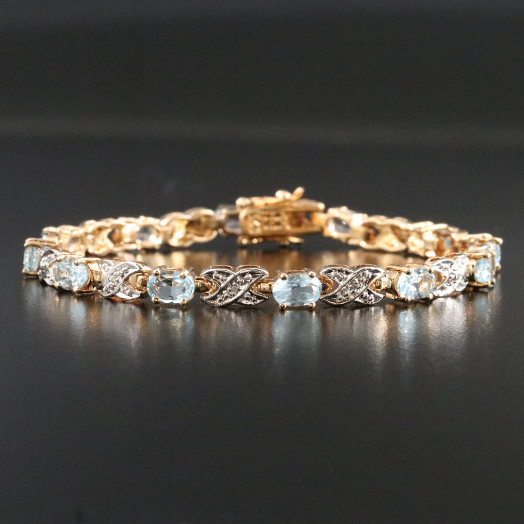 Sterling Topaz and Diamond Bracelet