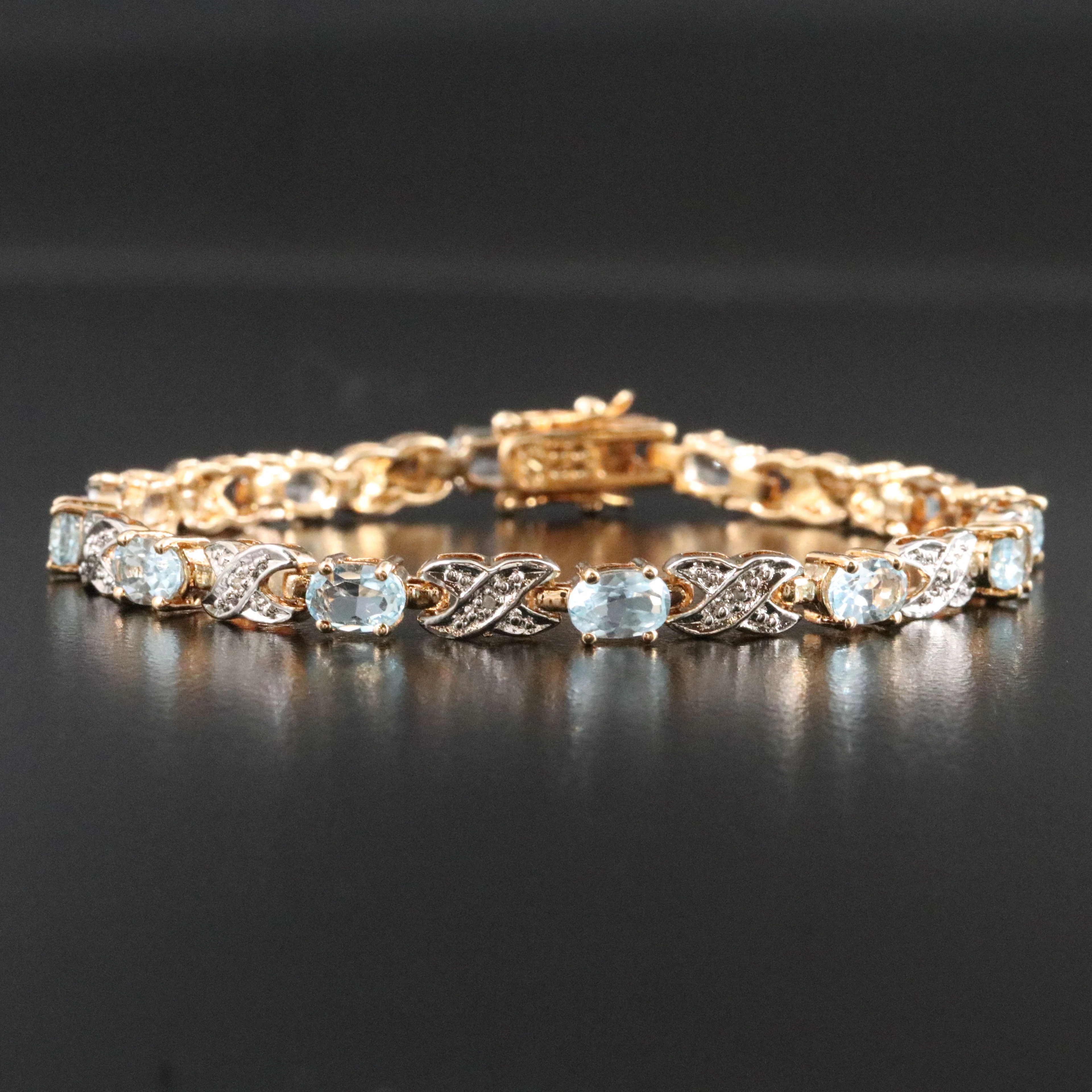 Sterling Topaz and Diamond Bracelet