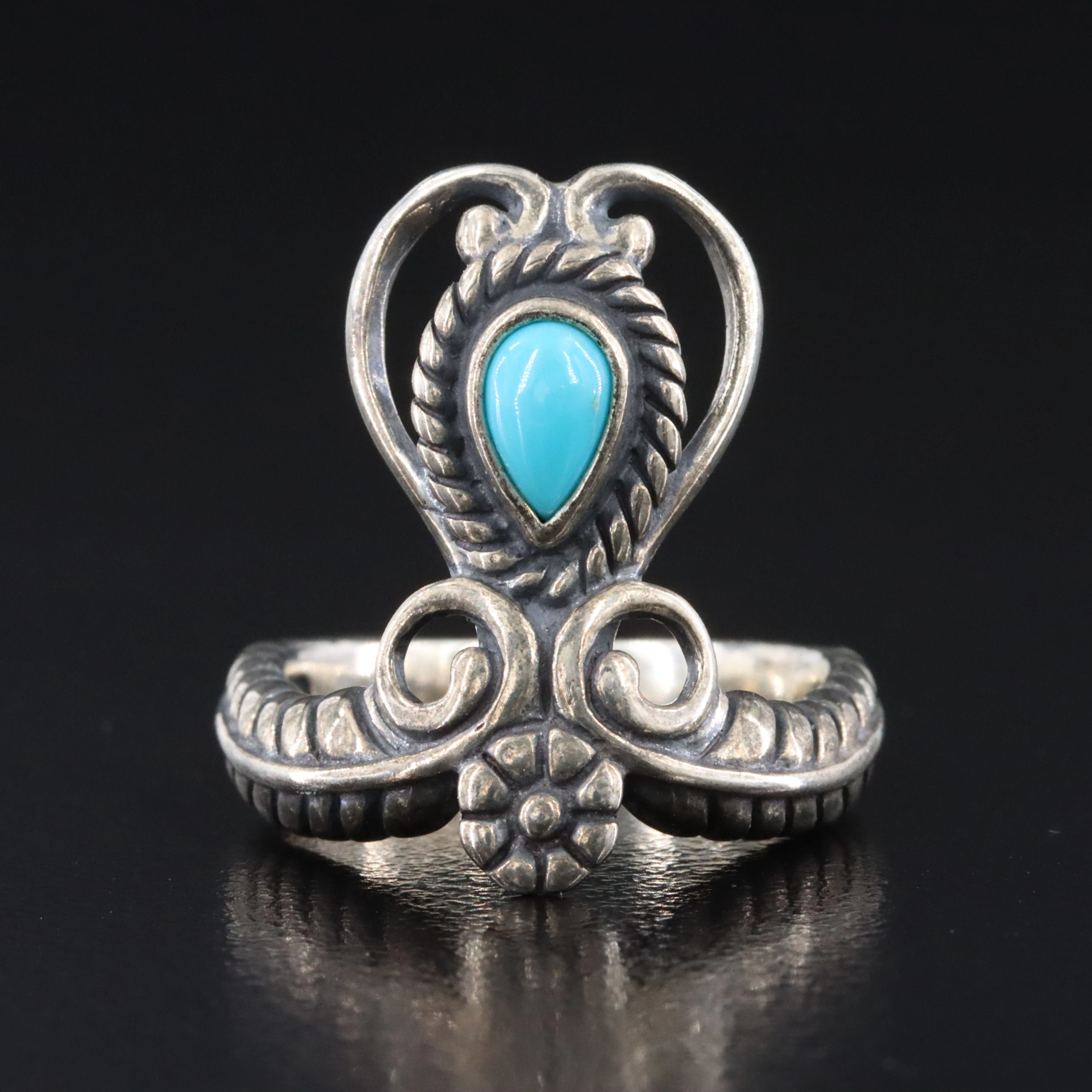 American West by Carolyn Pollack Sterling Turquoise Aigrette Ring