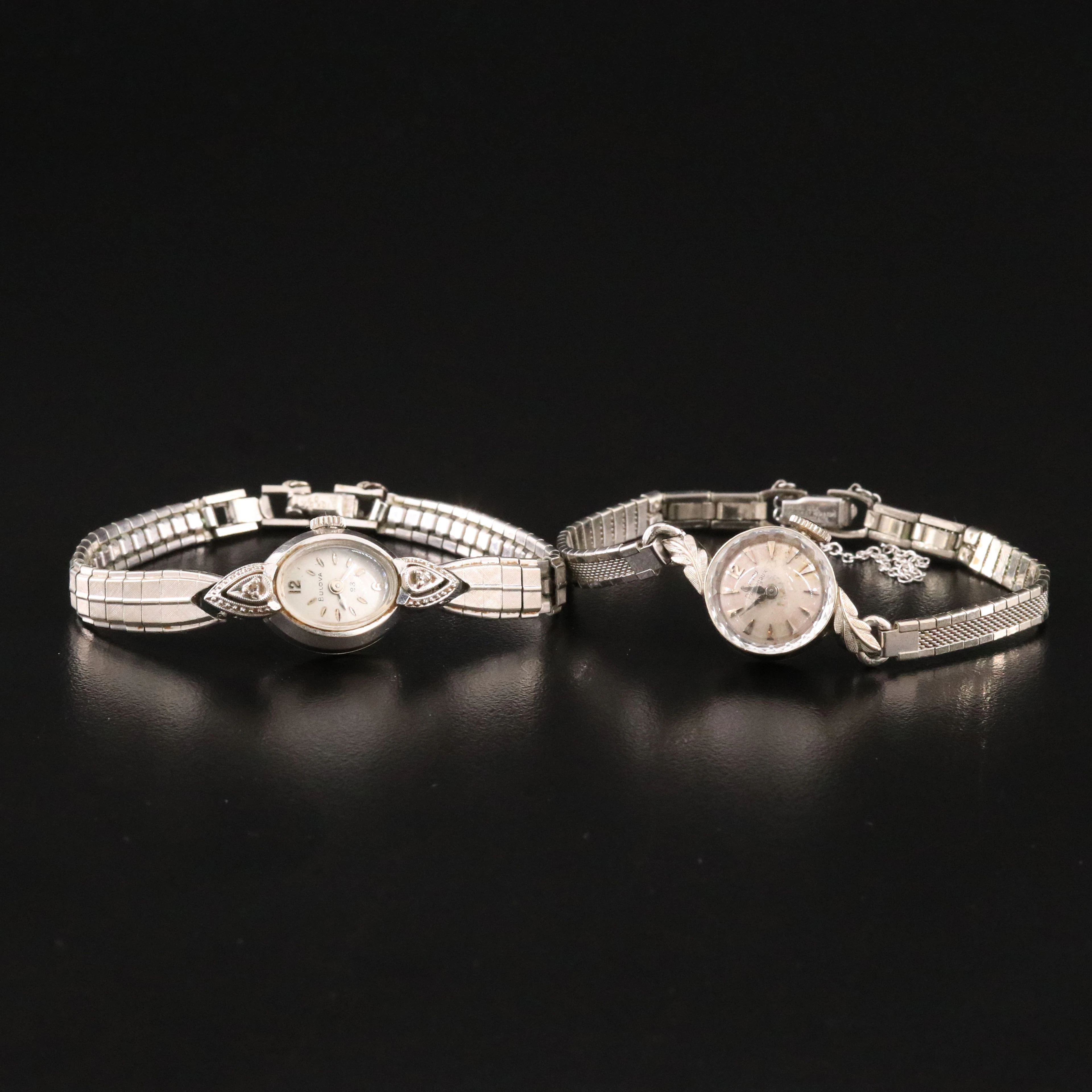 14K Girard Perregaux and Bulova Vintage Stem Wind Cocktail Watches