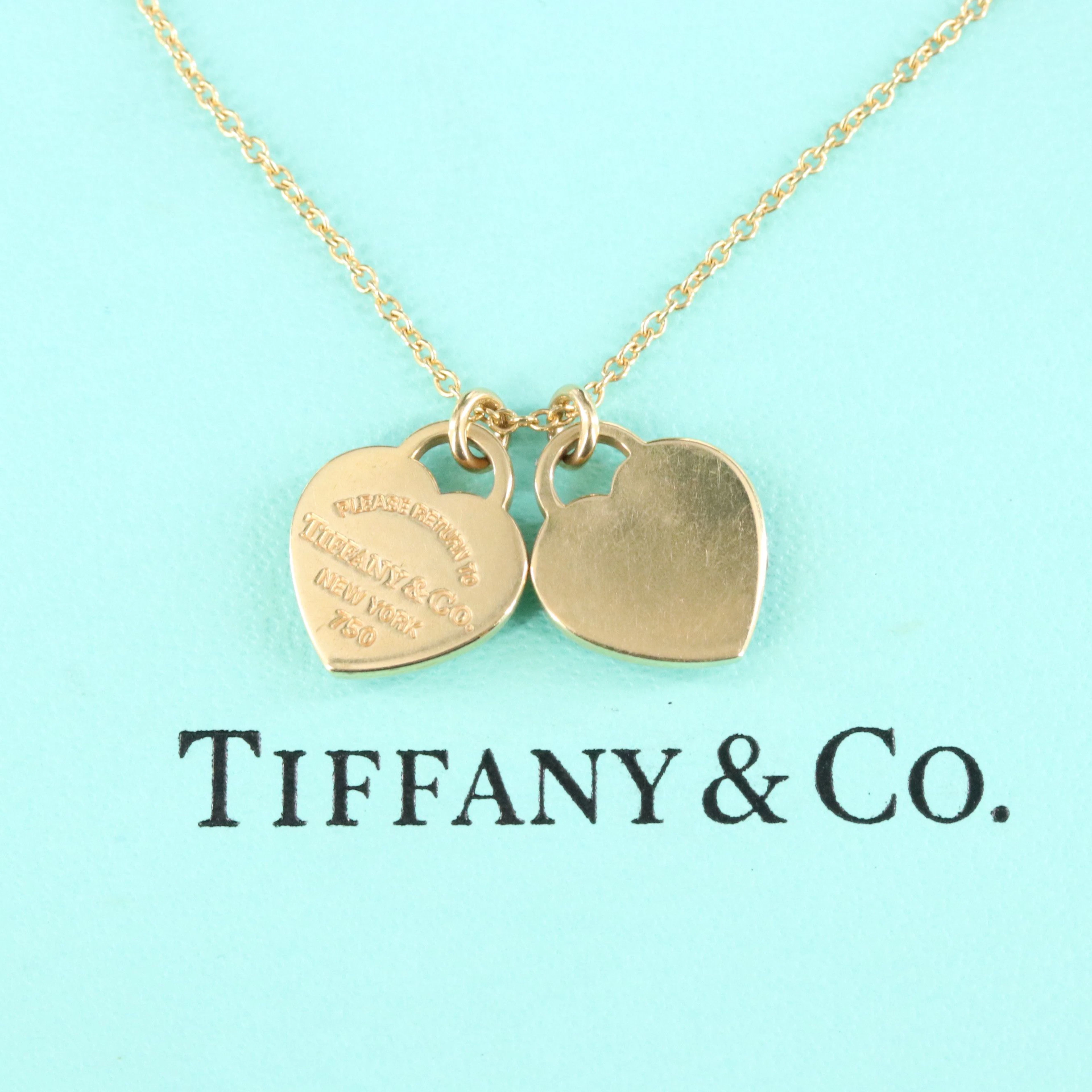 Tiffany & Co. Return to Tiffany 18K Double Heart Tag Pendant Necklace