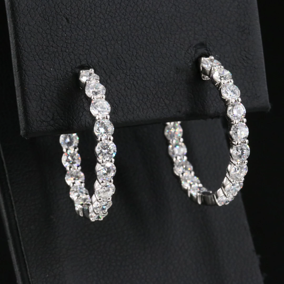 14K 3.34 CTW Lab Grown Diamond Inside-Out Hoop Earrings