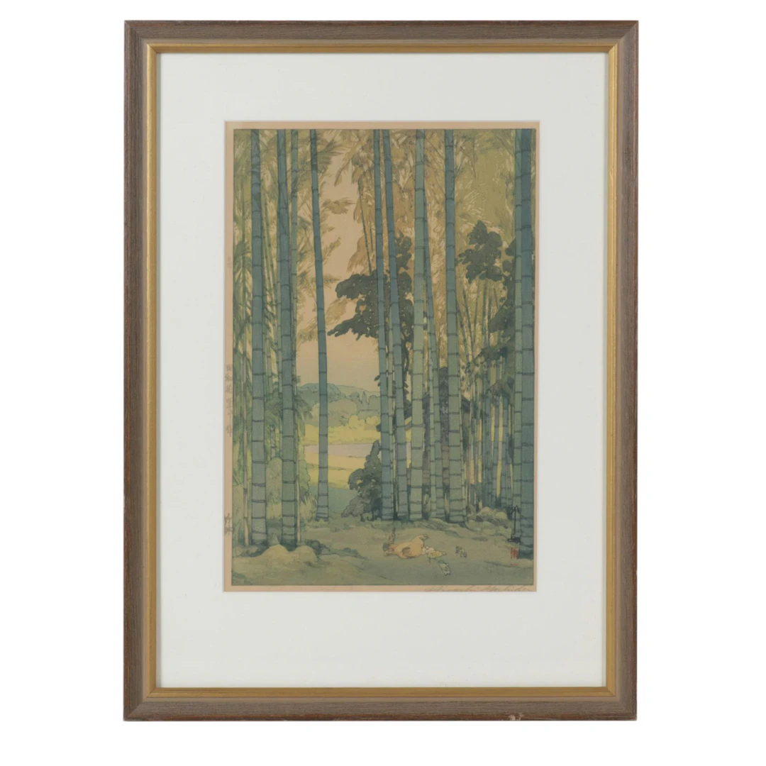 Hiroshi Yoshida Woodblock Print "Bamboo Wood"