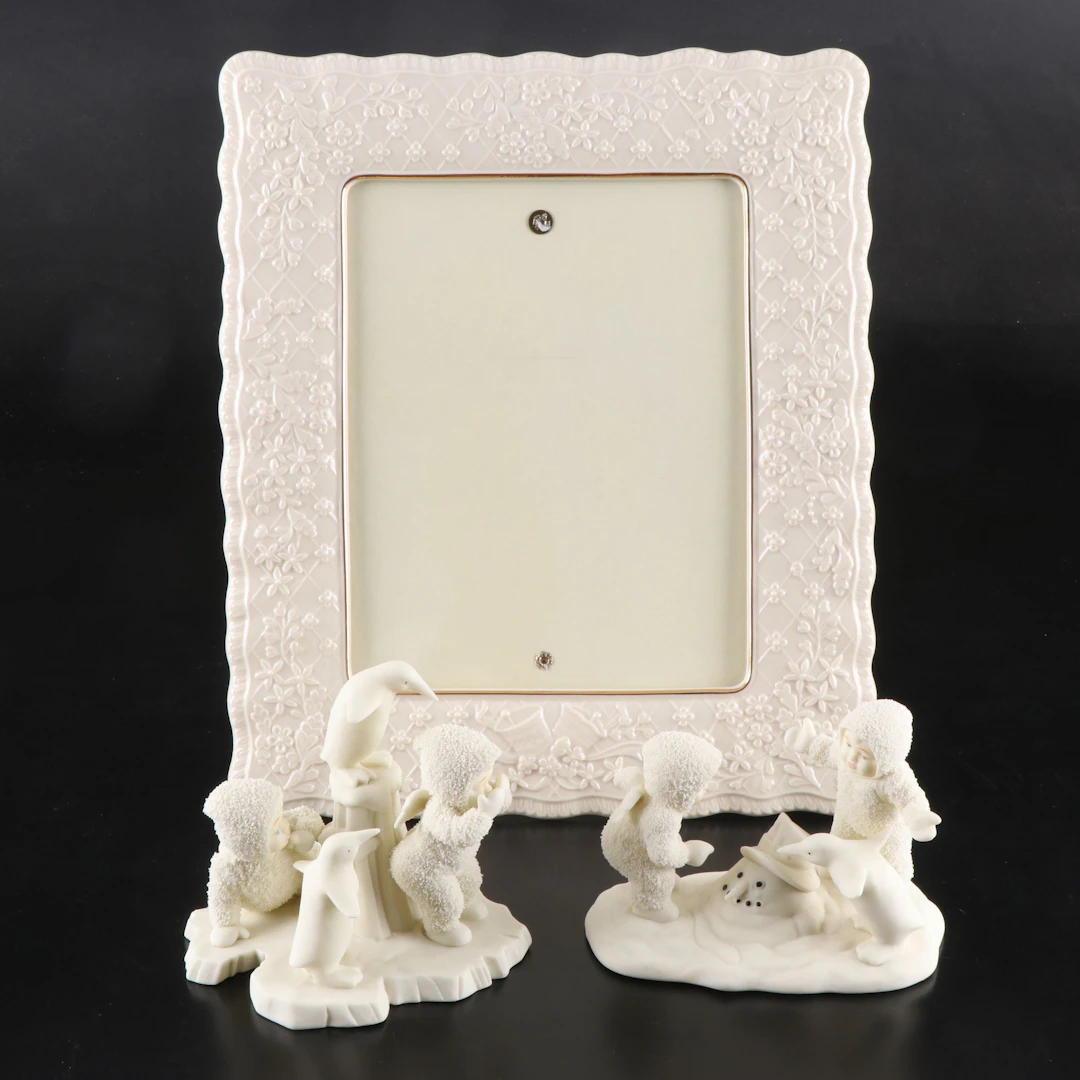 Department 56 Snowbabies Porcelain Figurines with Lenox Frame