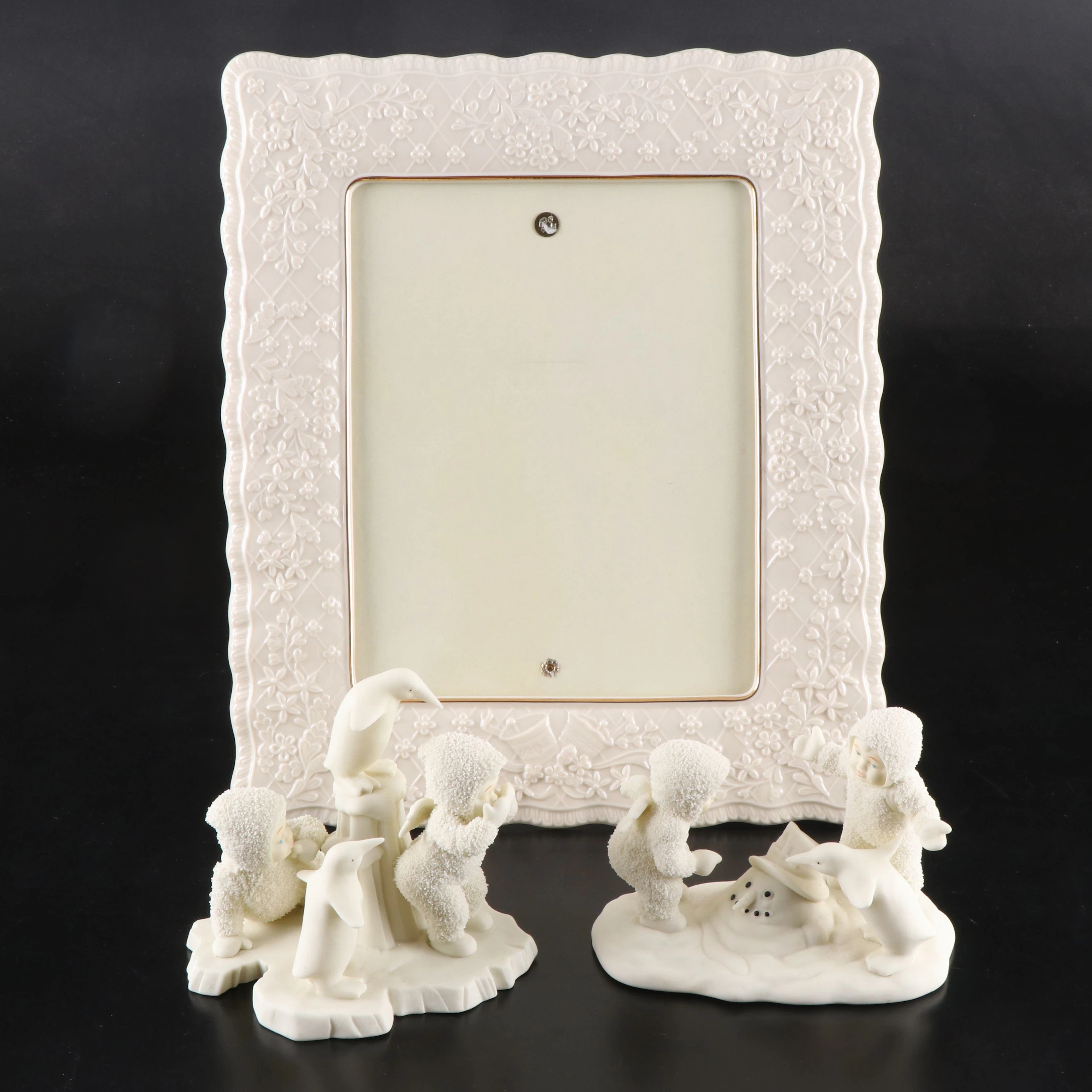 Department 56 Snowbabies Porcelain Figurines with Lenox Frame