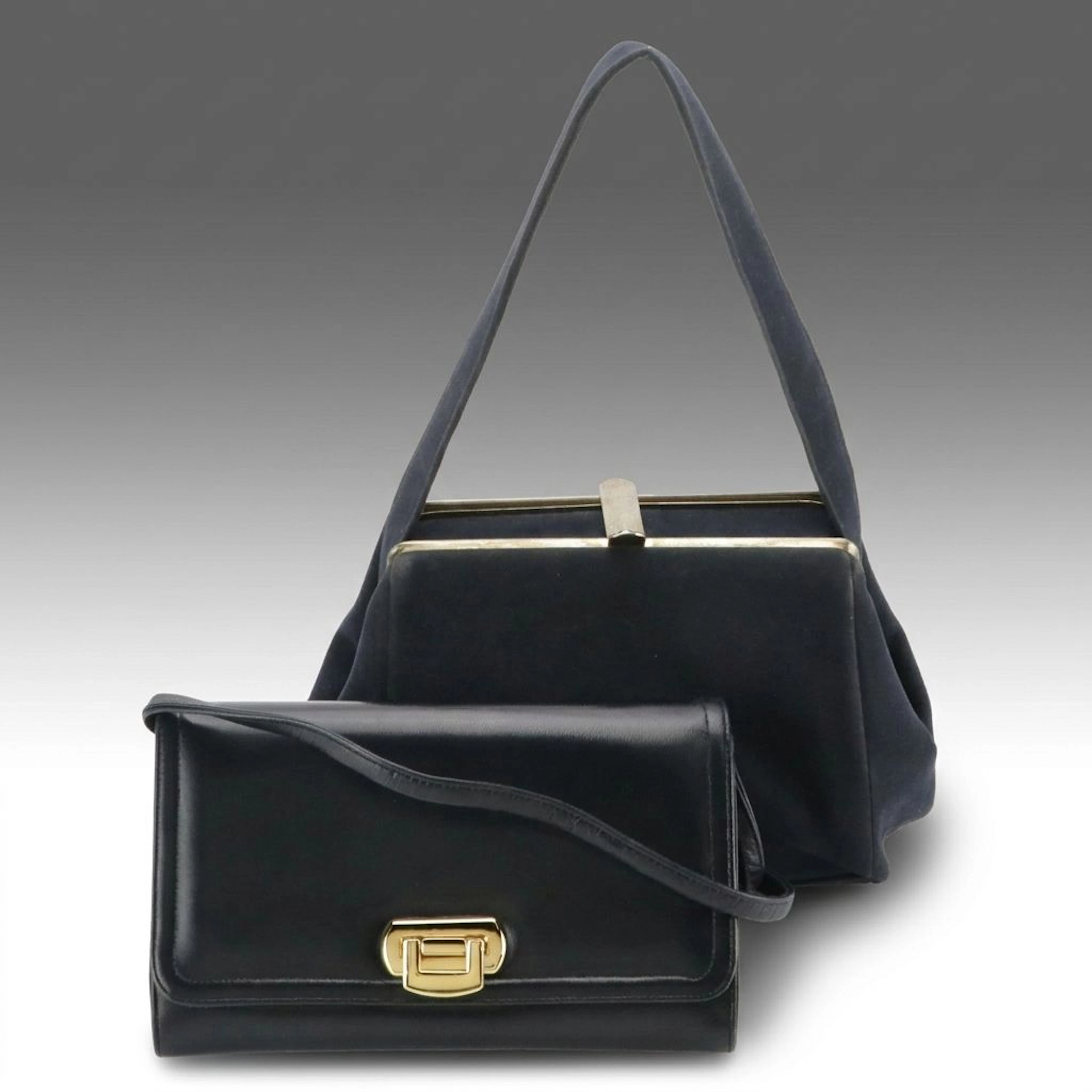 Frenchy of California Convertible Leather Clutch and Other Microfiber Handbag