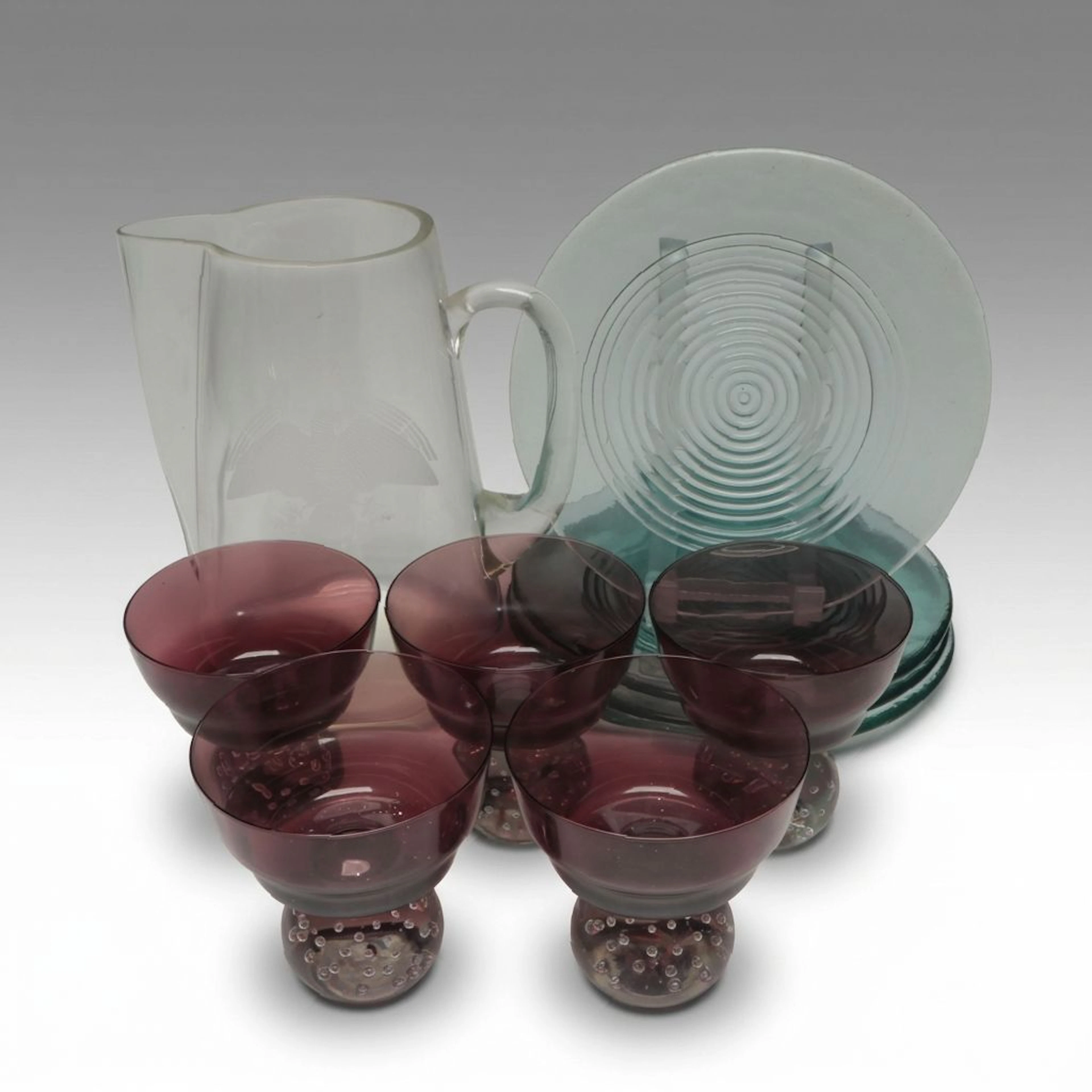 Bullicante Amethyst Glass Coupes with More Glass Tableware