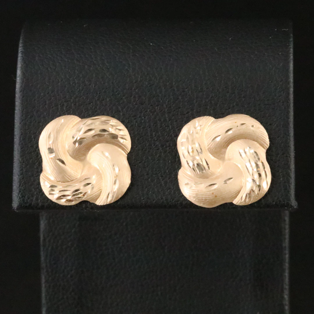 14K Pinwheel Etched Earrings