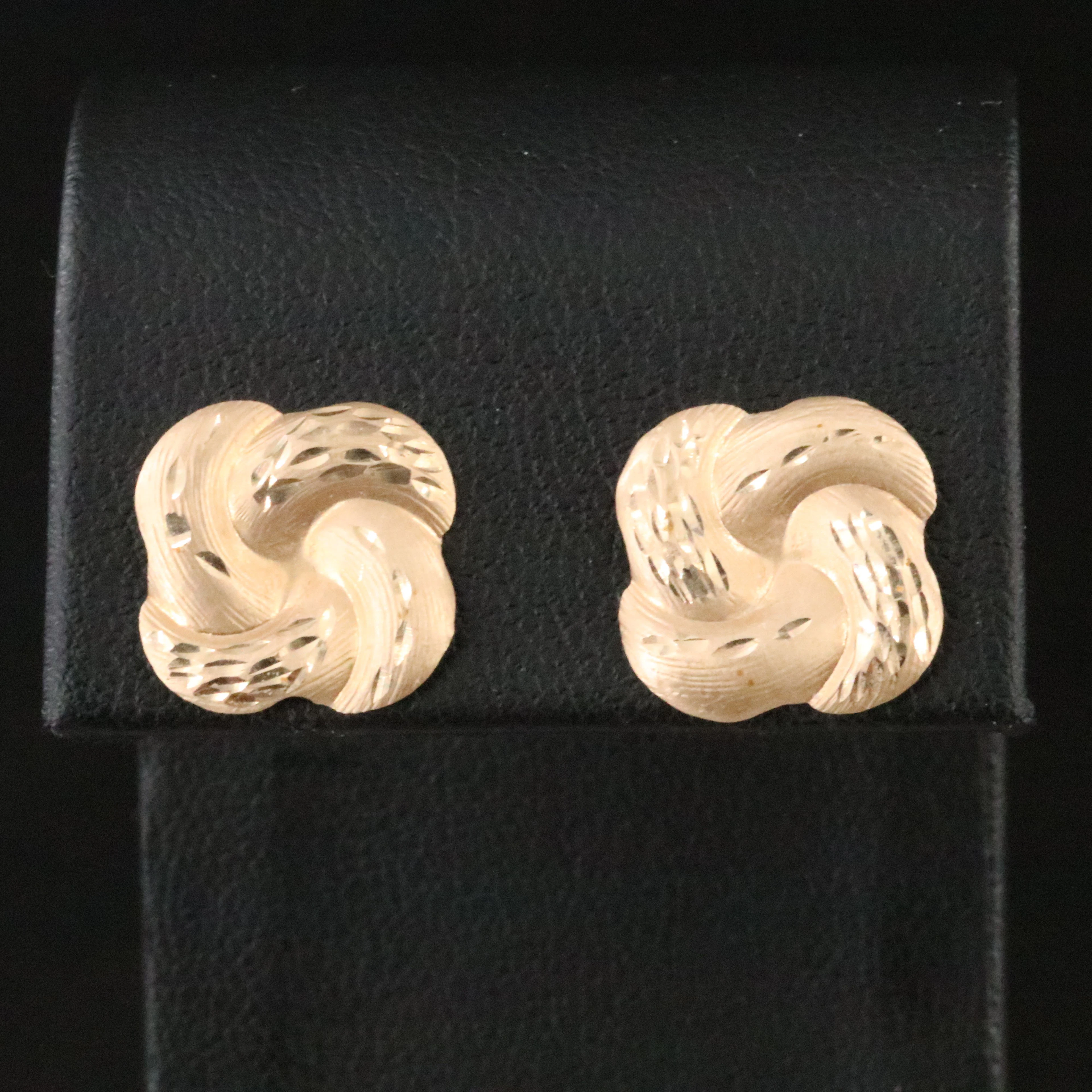14K Pinwheel Etched Earrings
