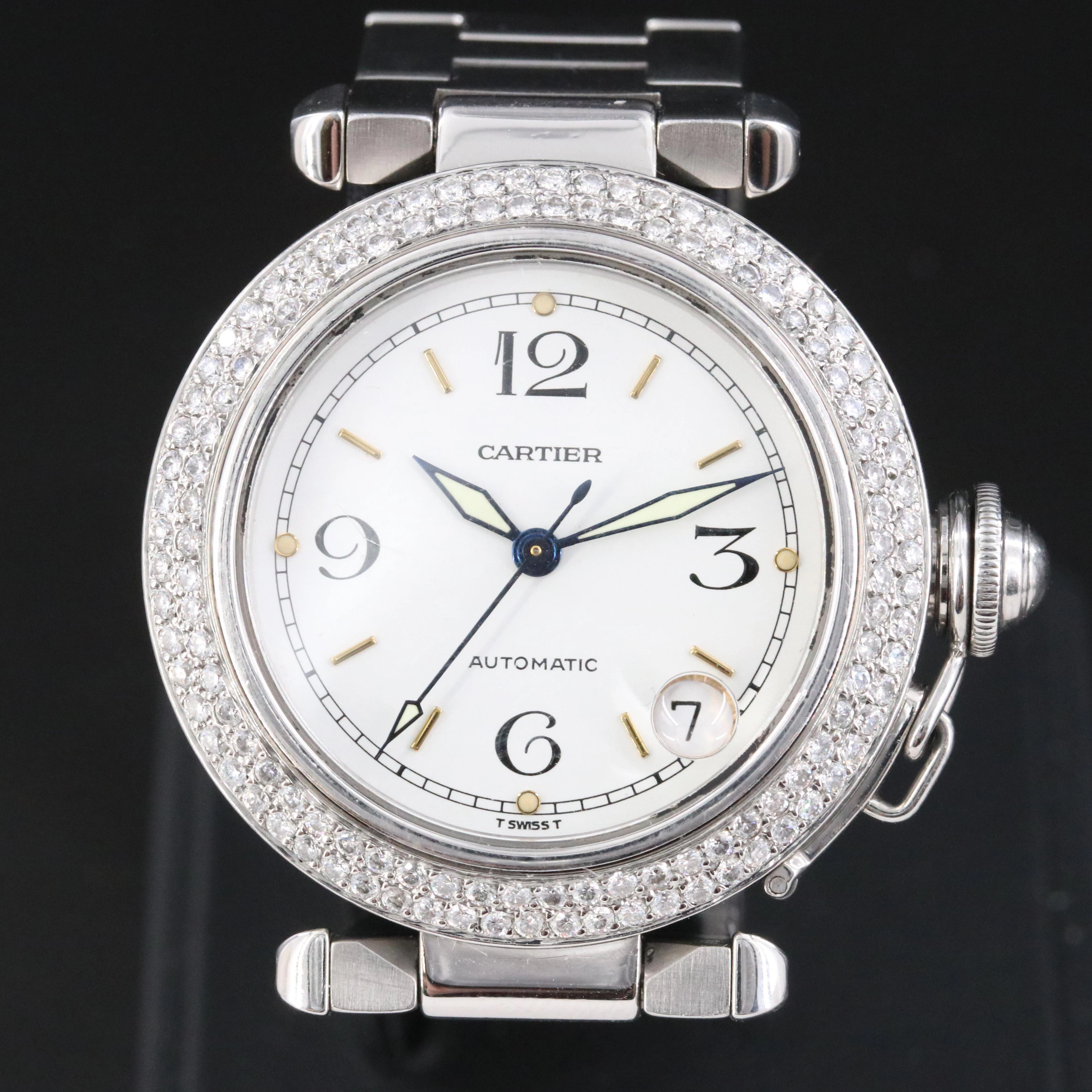 Cartier Pasha de Cartier Custom Diamond Bezel St. Steel Watch