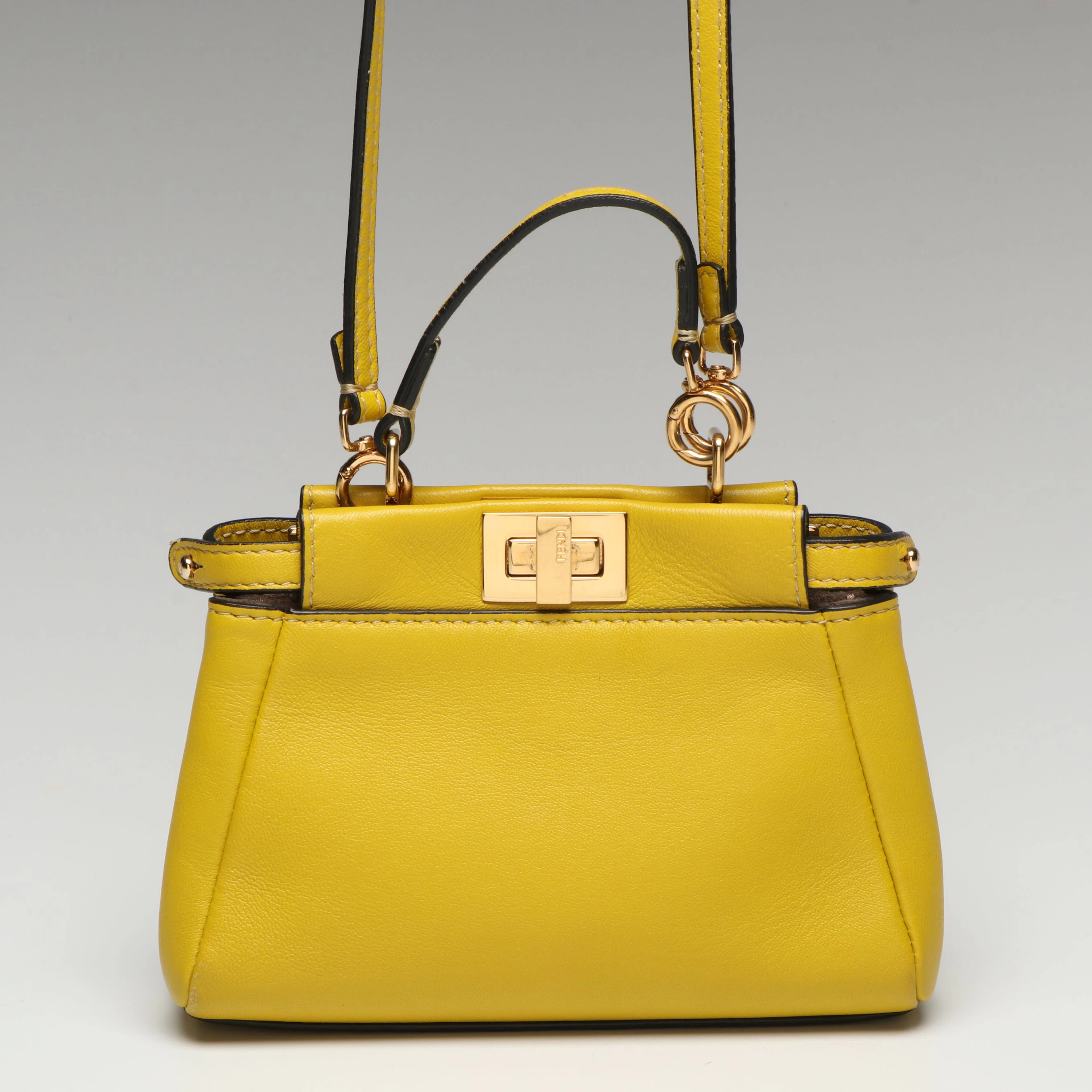 Fendi Micro Peekaboo Two-Way Bag in Chartreuse Nappa Leather
