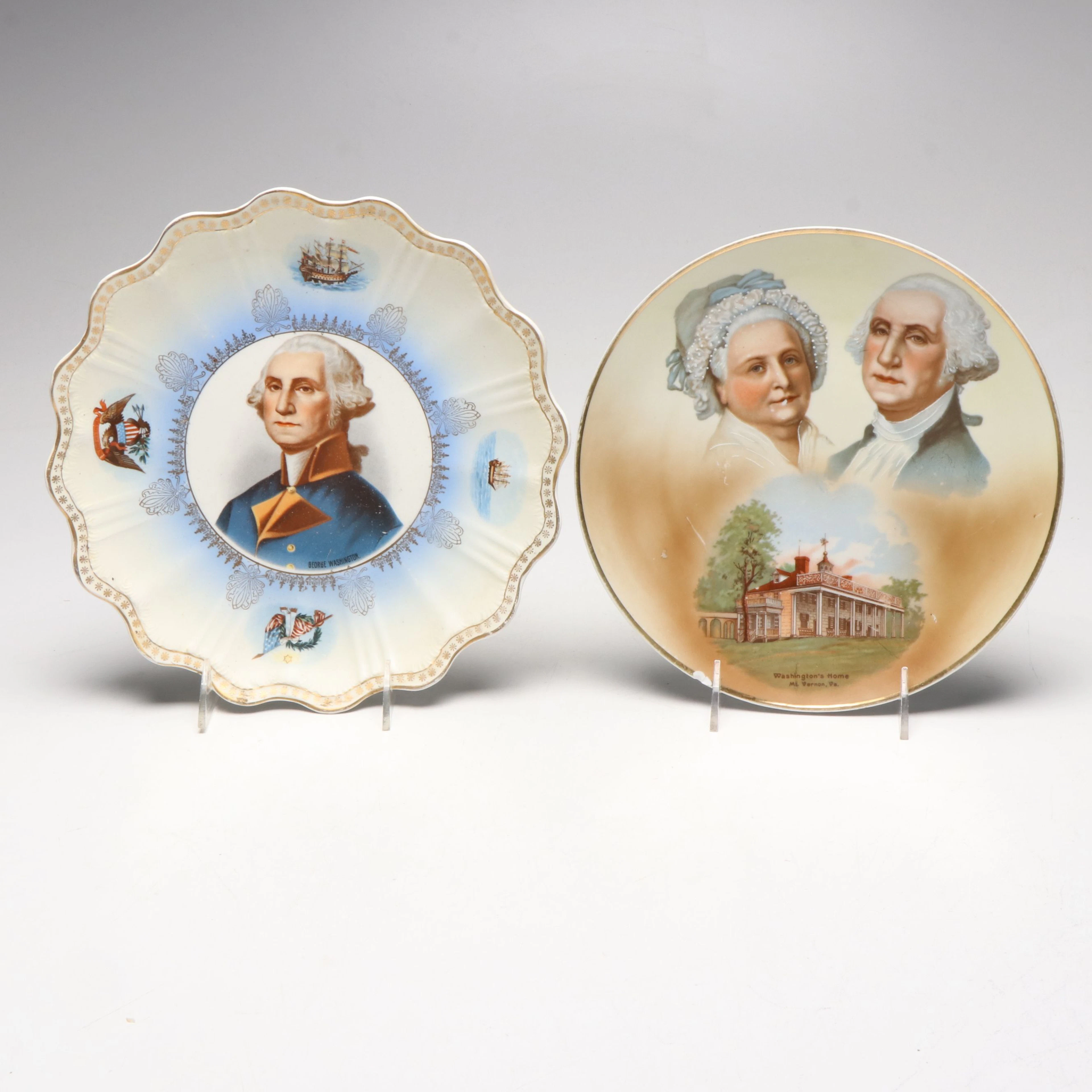 Empire China and A. C. Bosselman Porcelain George Washington Portrait Plates