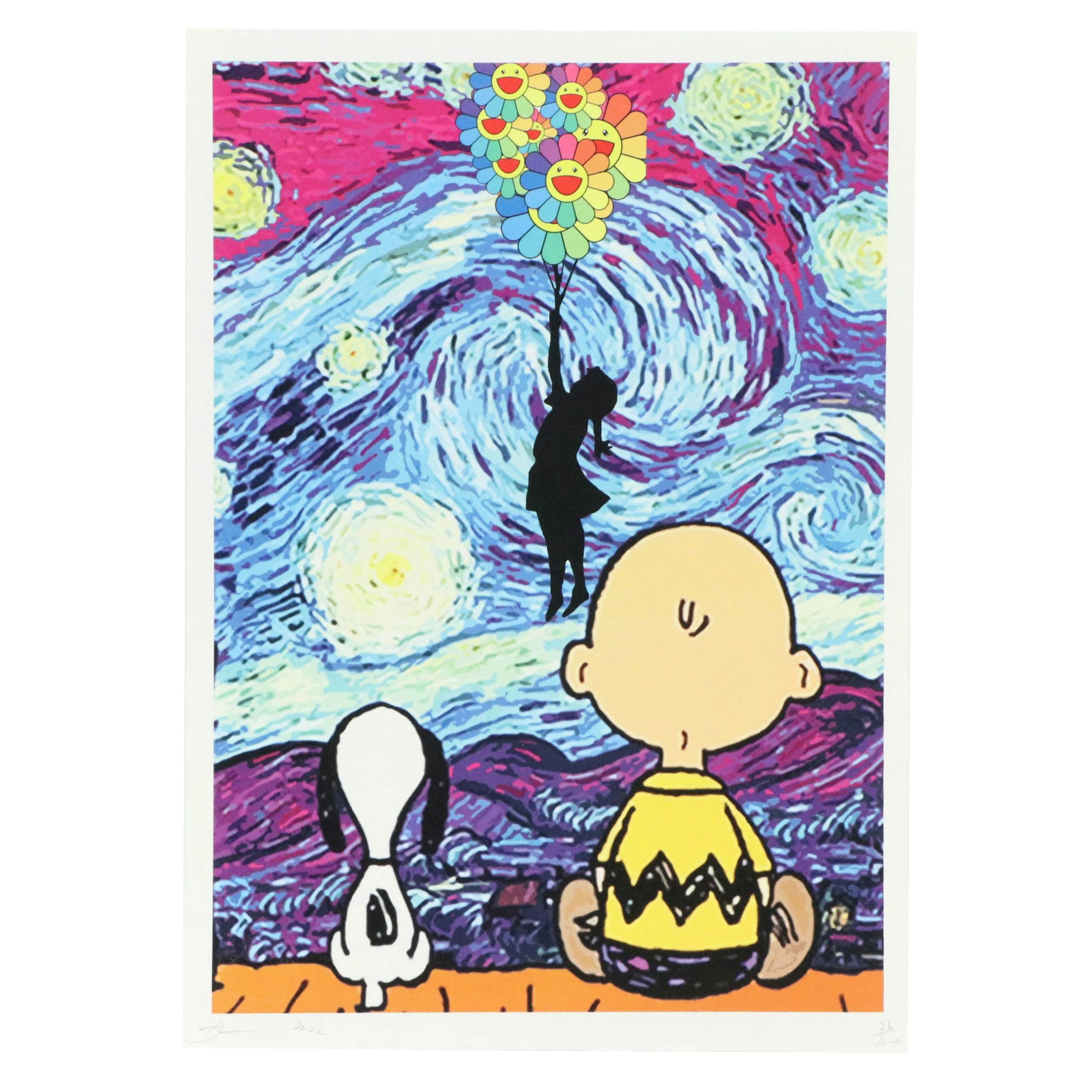 Death NYC Pop Art Offset Lithograph Homage to Van Gogh x Peanuts x Banksy, 2022