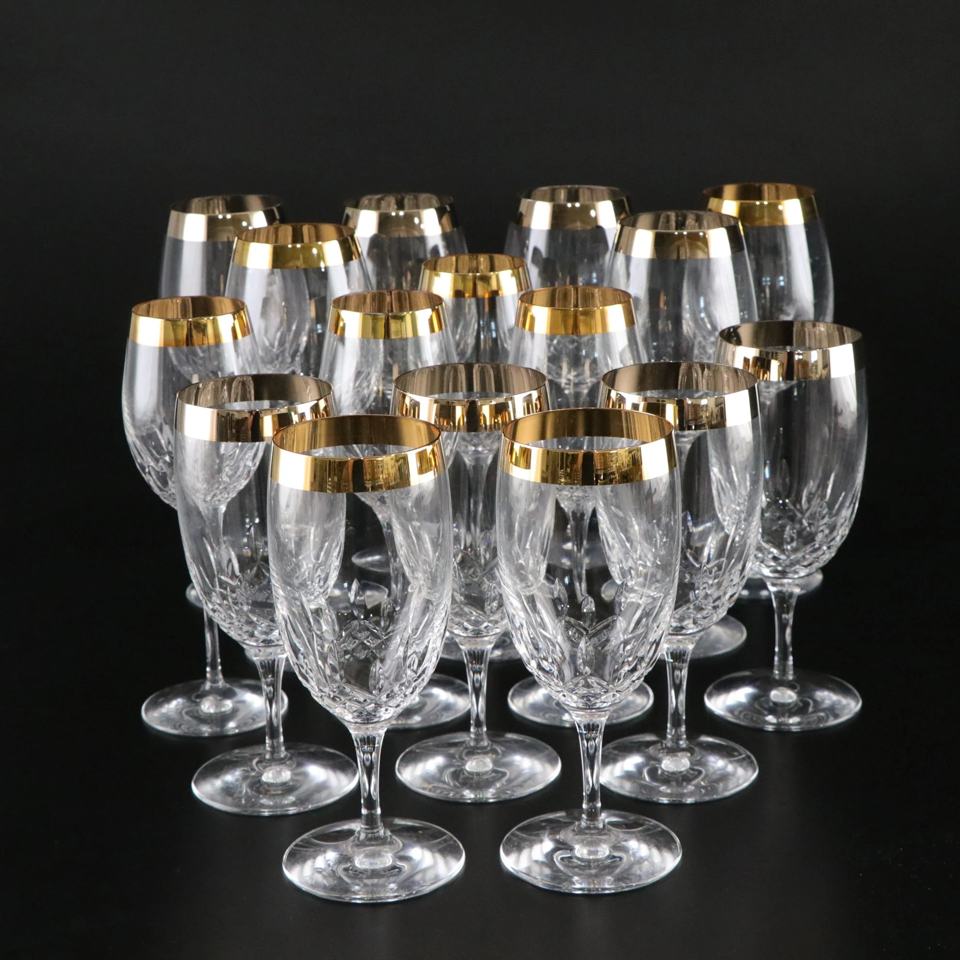 Waterford Crystal "Lismore Essence Gold" Wide Band Stemware, 2013-2017